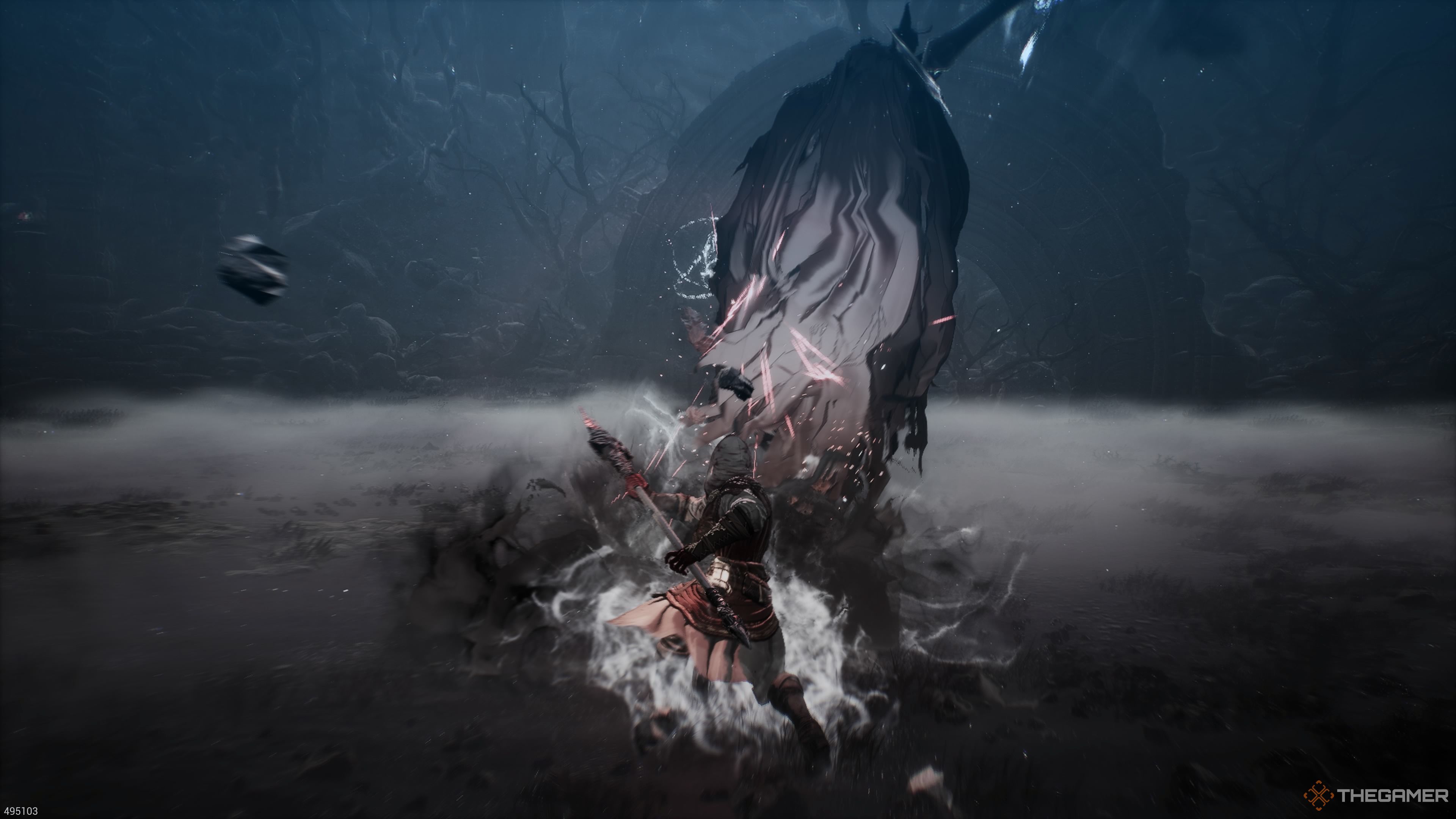 Brink Guarding the Reaper's attack in The First Berserker Khazan.