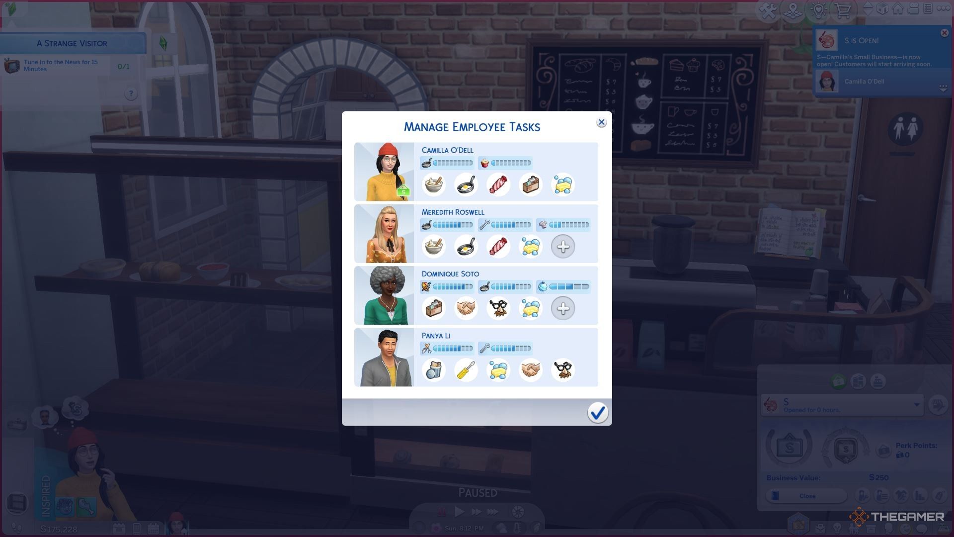 Employee tasks in a bakery in The Sims 4 Businesses and Hobbies.