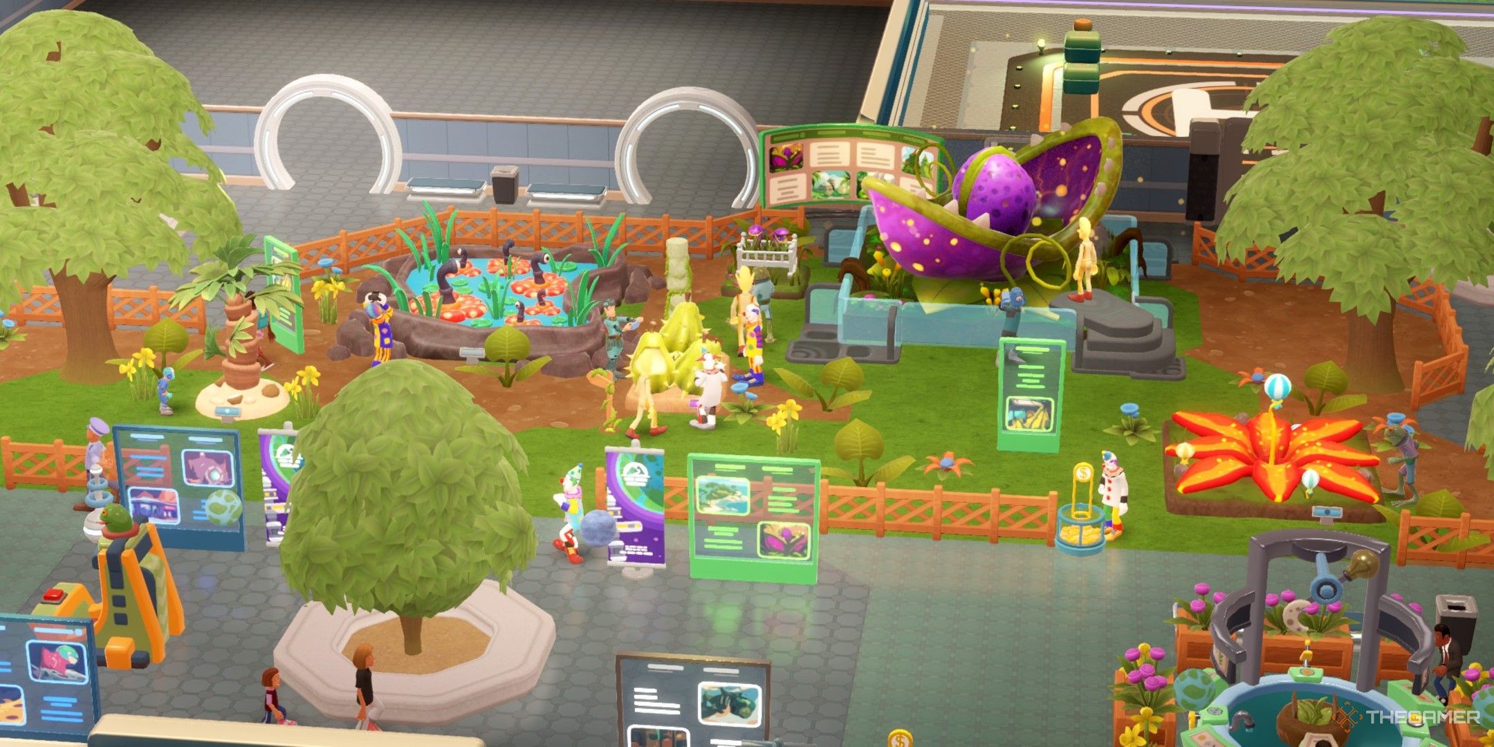 View of a group of Botany exhibits with a Photosynthesizer nearby and lots of decorations in Two Point Museum.