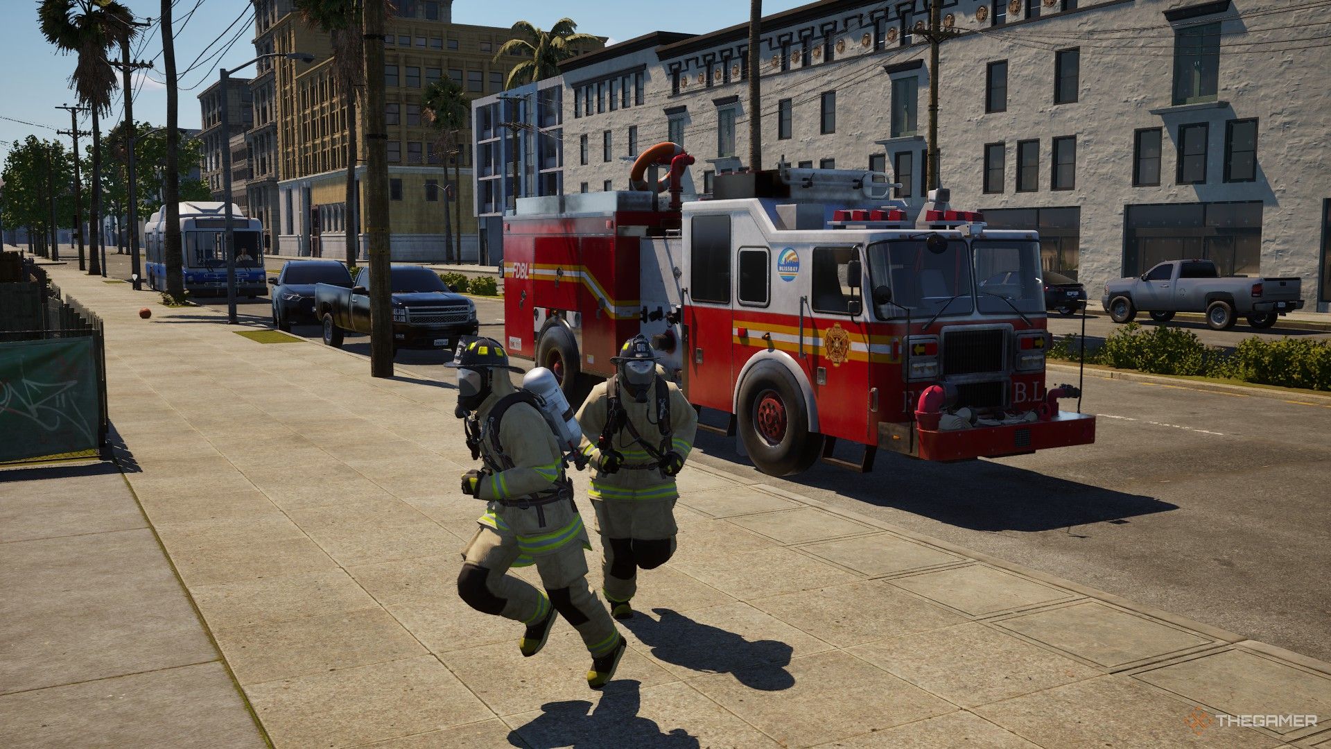 Firefighters running in Inzoi.