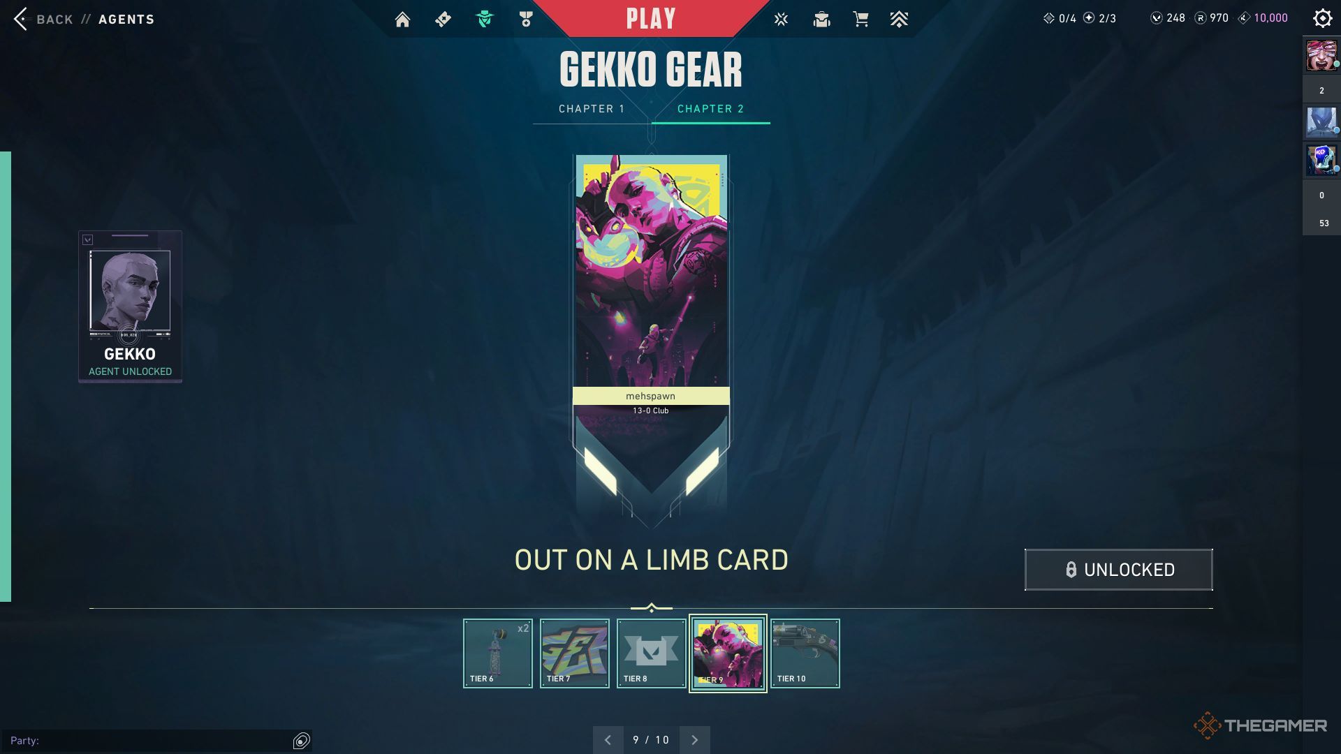 The 'Out On A Limb' Player Card From Gekko's Agent Contract In Valorant.