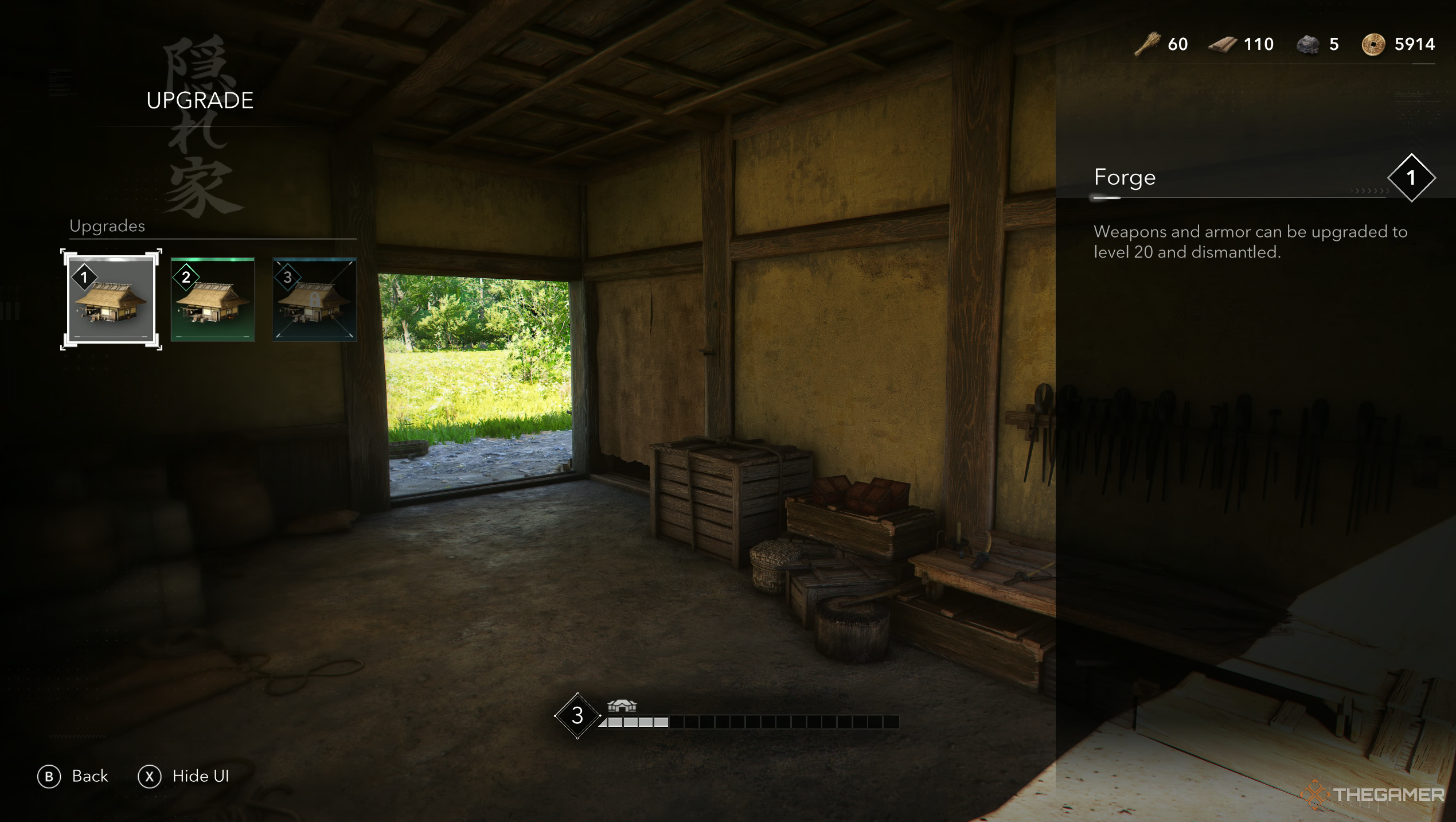Upgrading the Forge in Assassin's Creed Shadows.