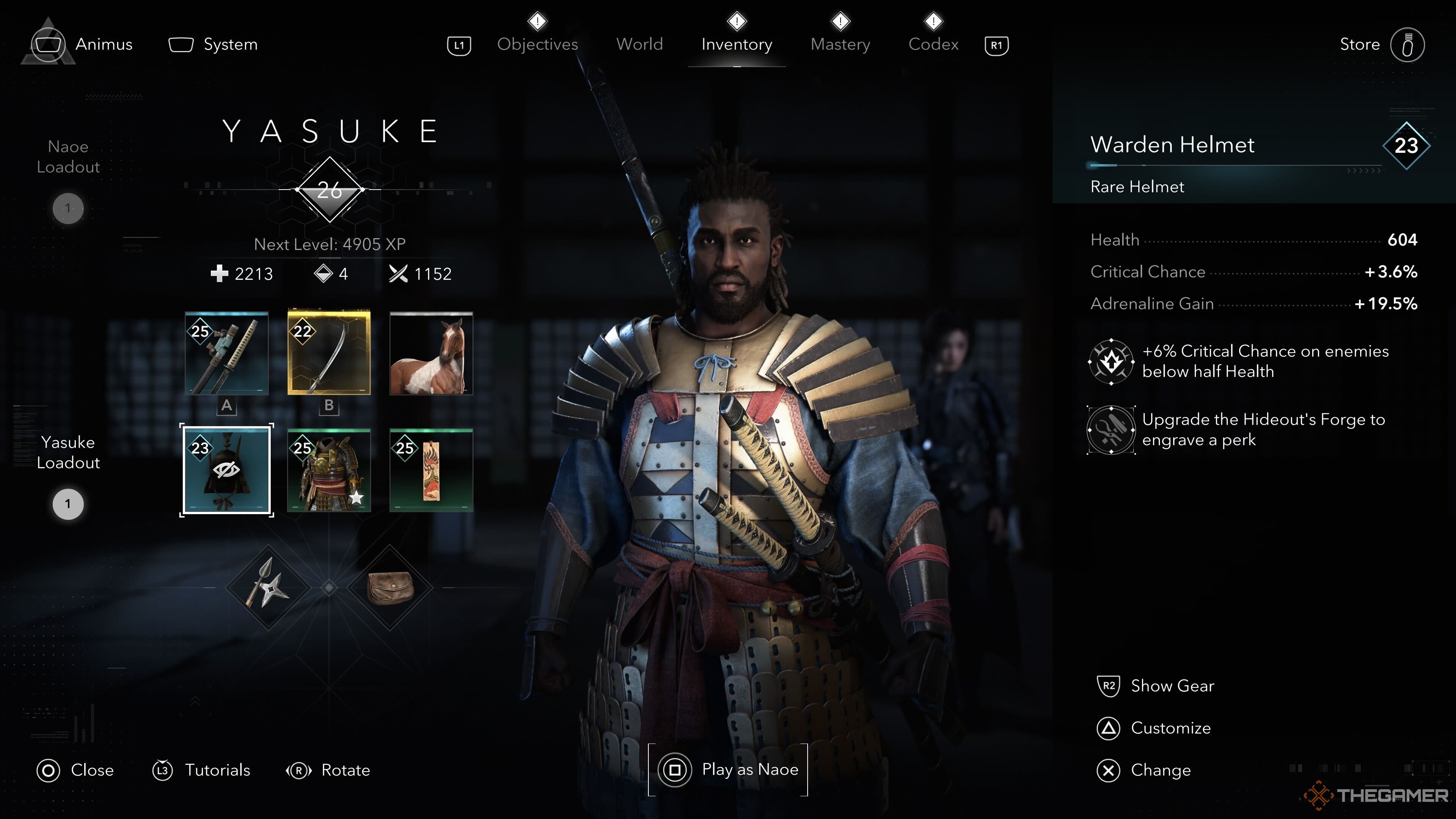 Yasuke after having his gear hidden in Assassin's Creed Shadows.