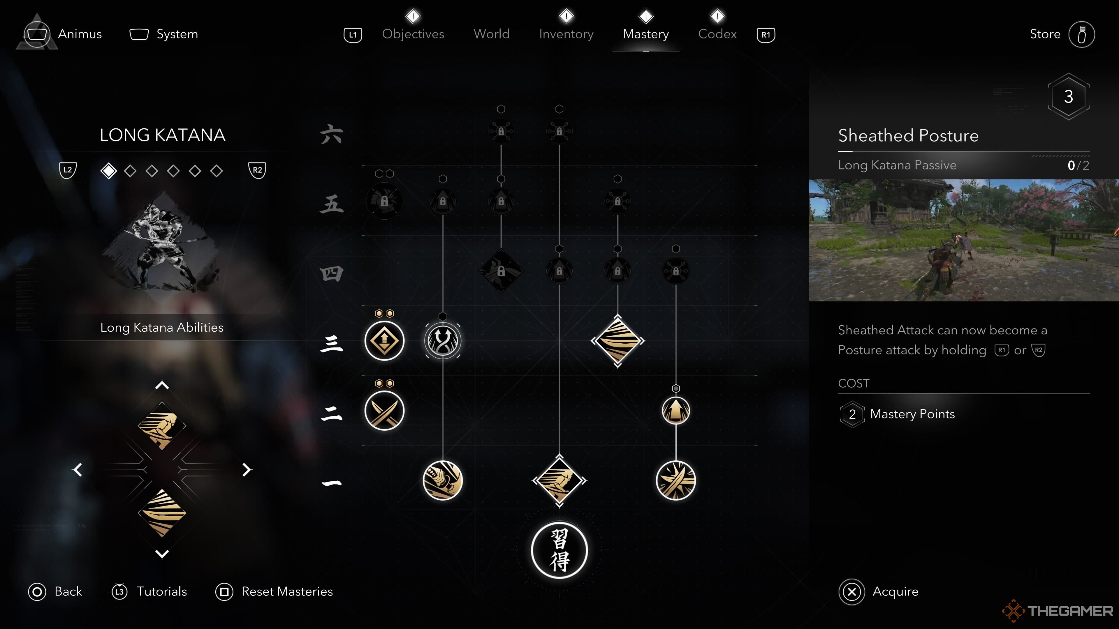 Yasuke's level-up menu in Assassin's Creed Shadows.