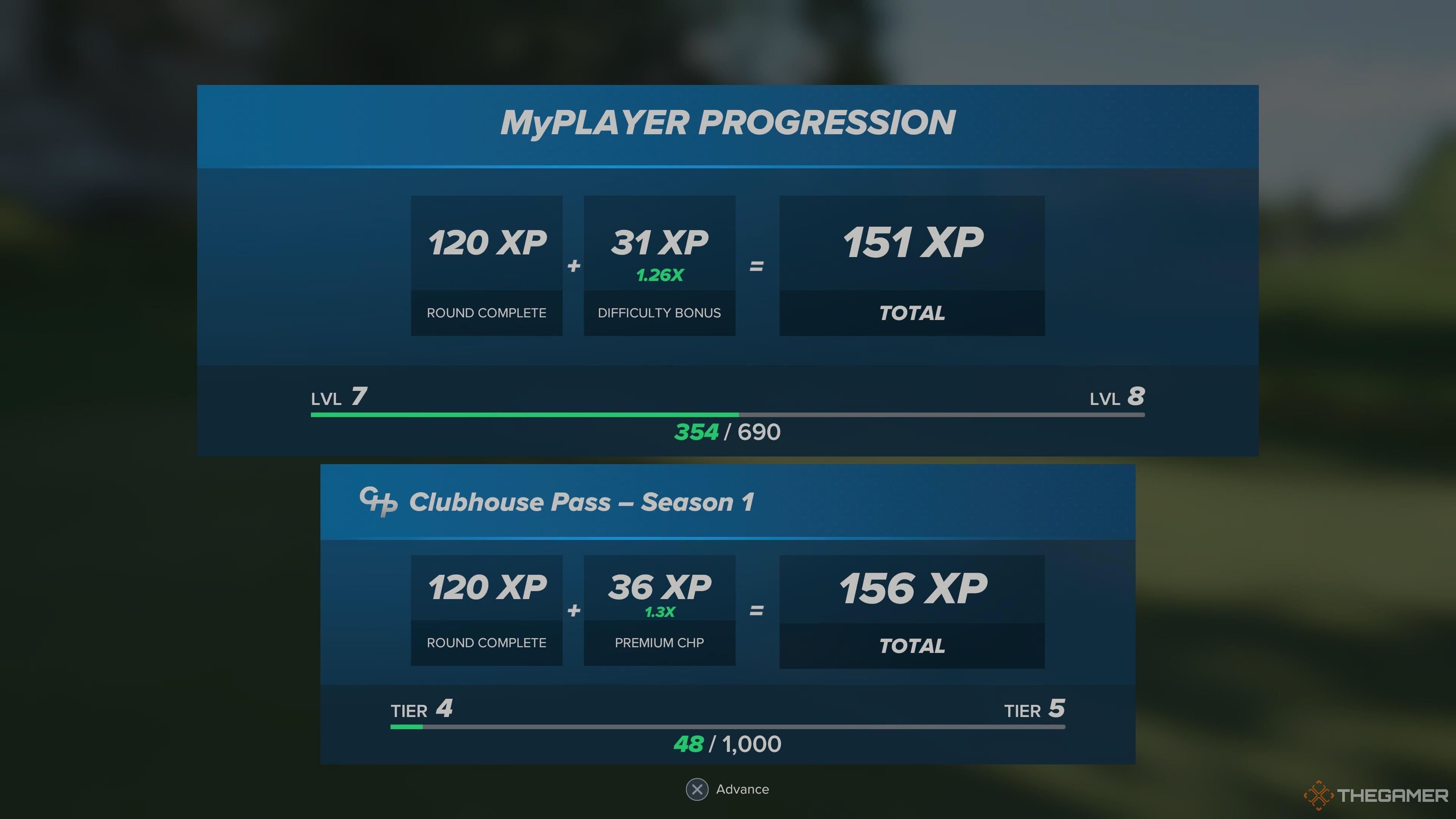 The progression bar in PGA Tour 2k25 .