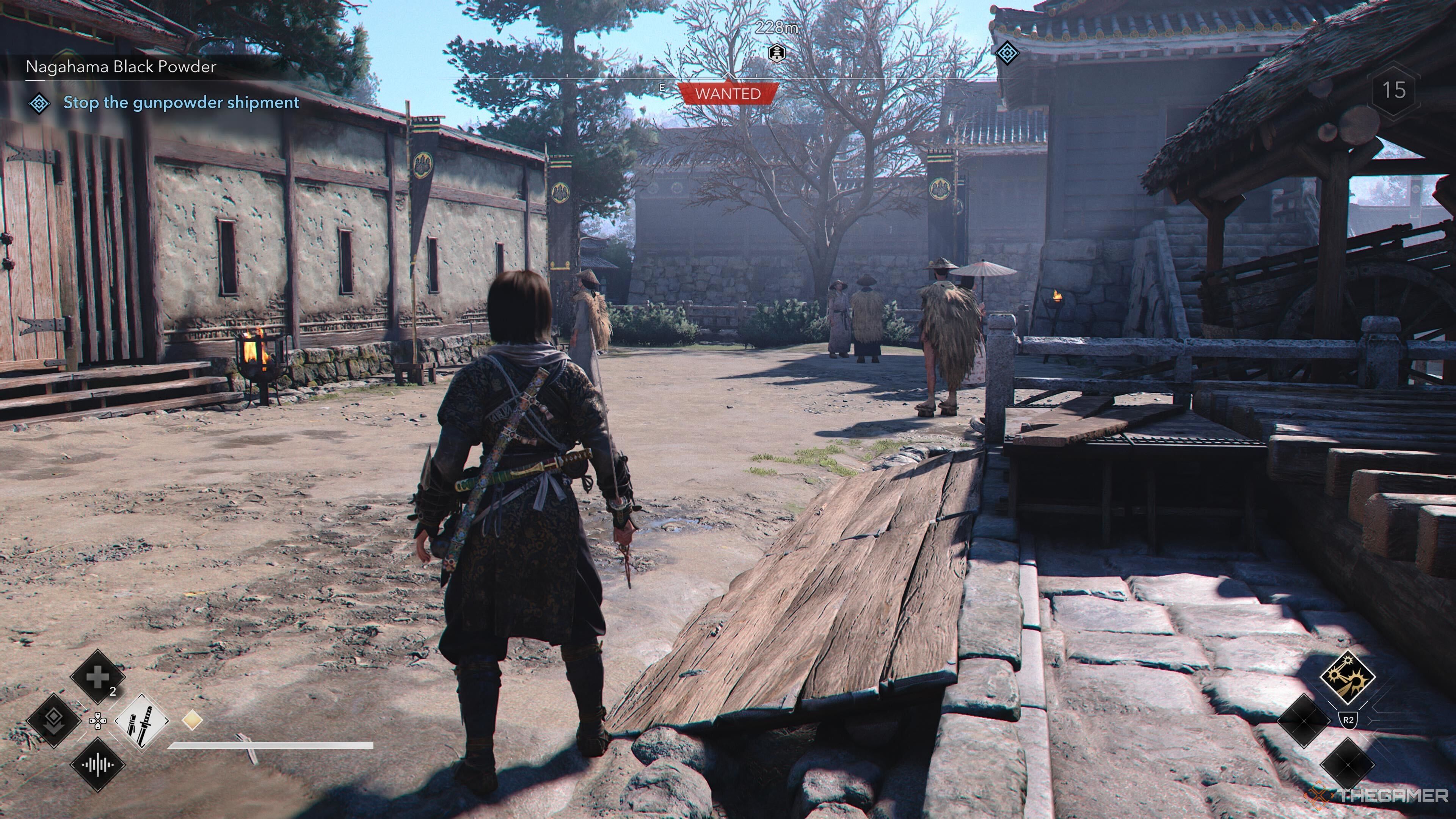 Naoe in a castle in Assassin's Creed Shadows.