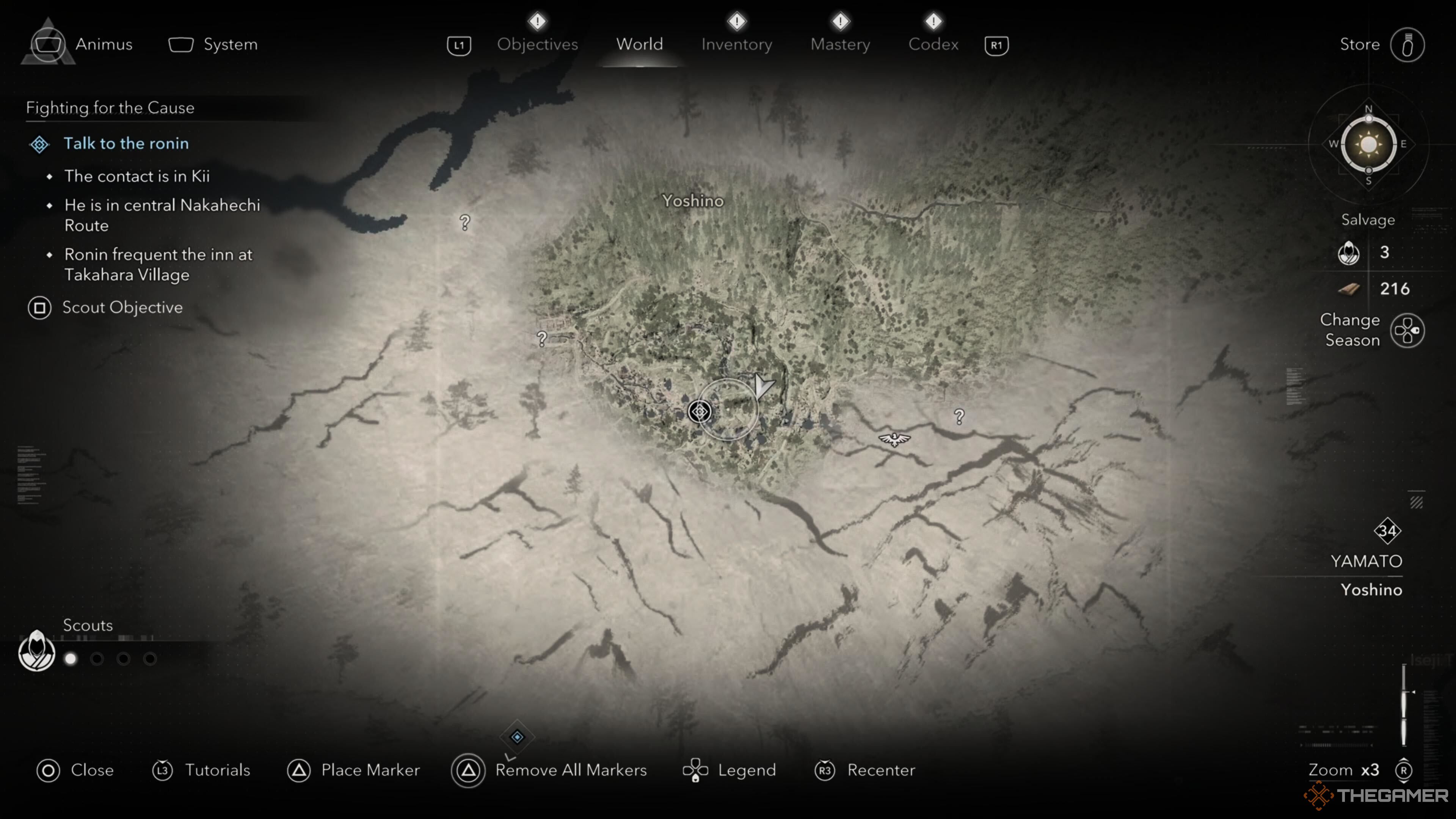The location of the Path of Serenity on the map in Assassin's Creed Shadows.