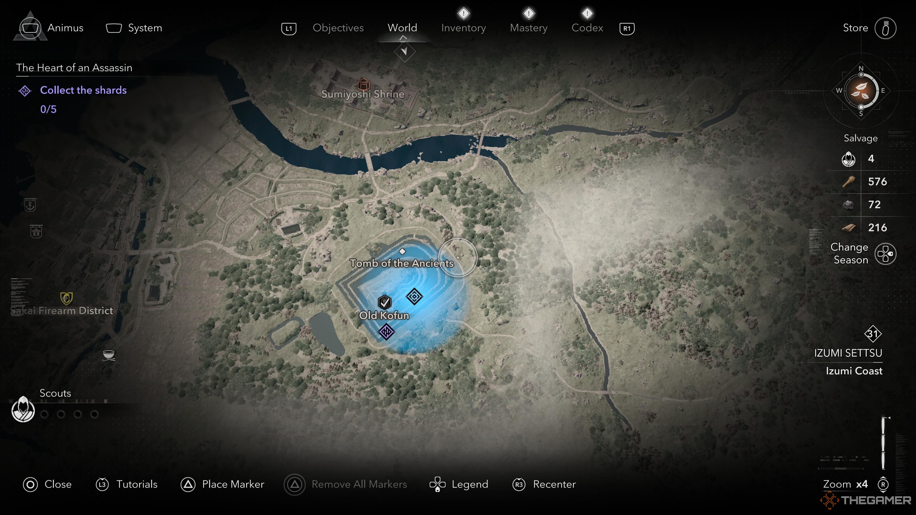 A projects objective on the map in Assassin's Creed Shadows.