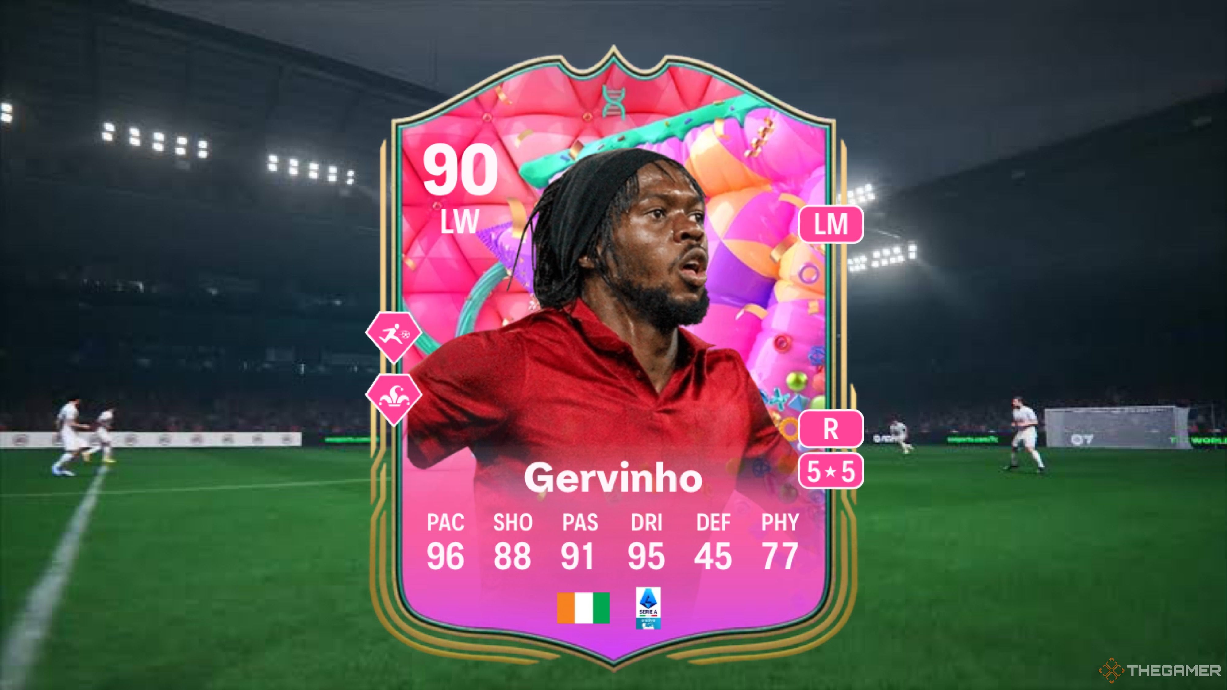 Image showing Gervinho card against a faded pitch background.