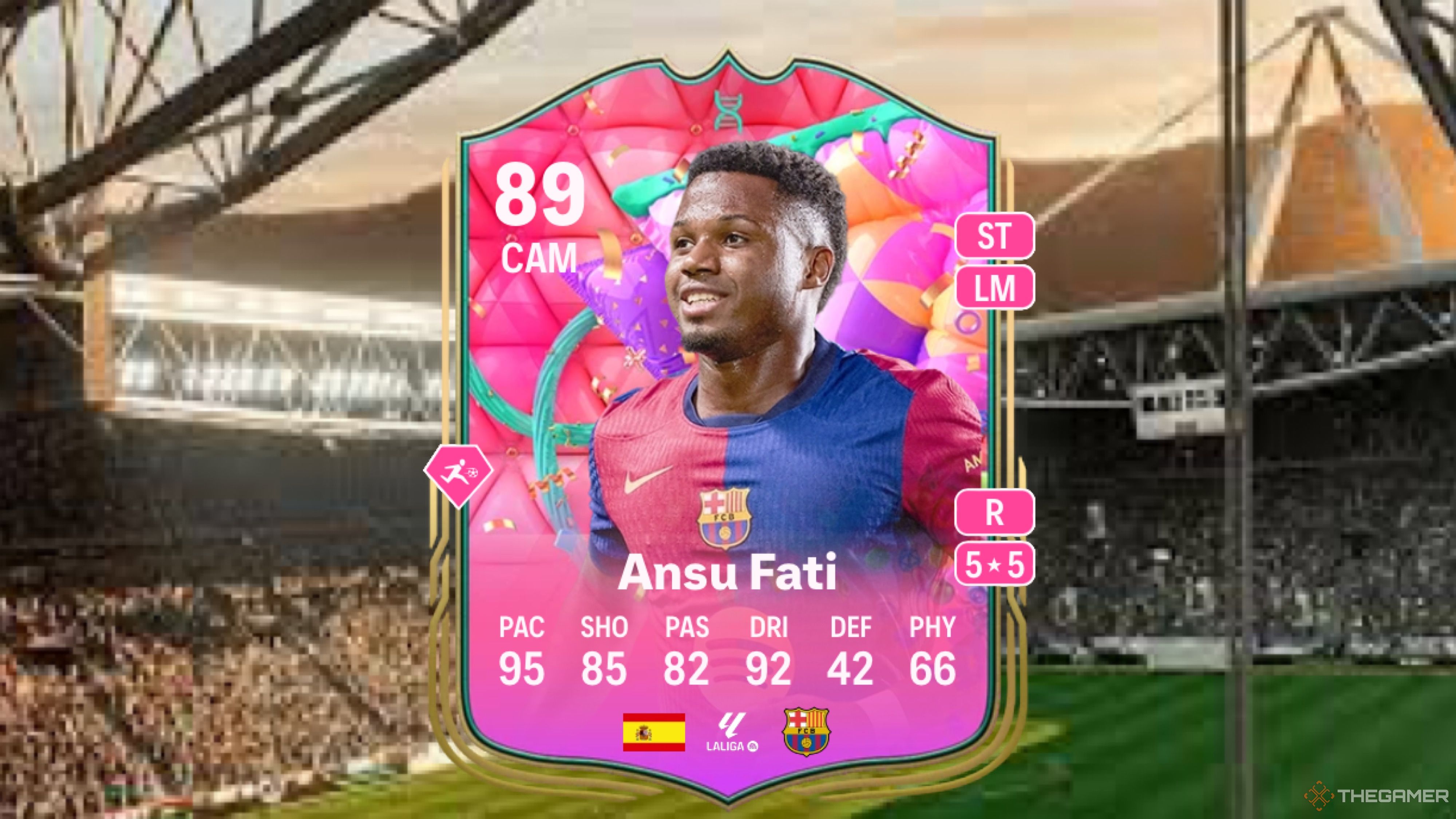Image showing Fati card against a faded pitch background.