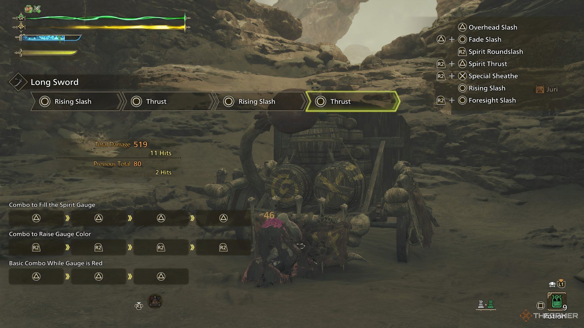 Long Sword in training mode in Monster Hunter Wilds
