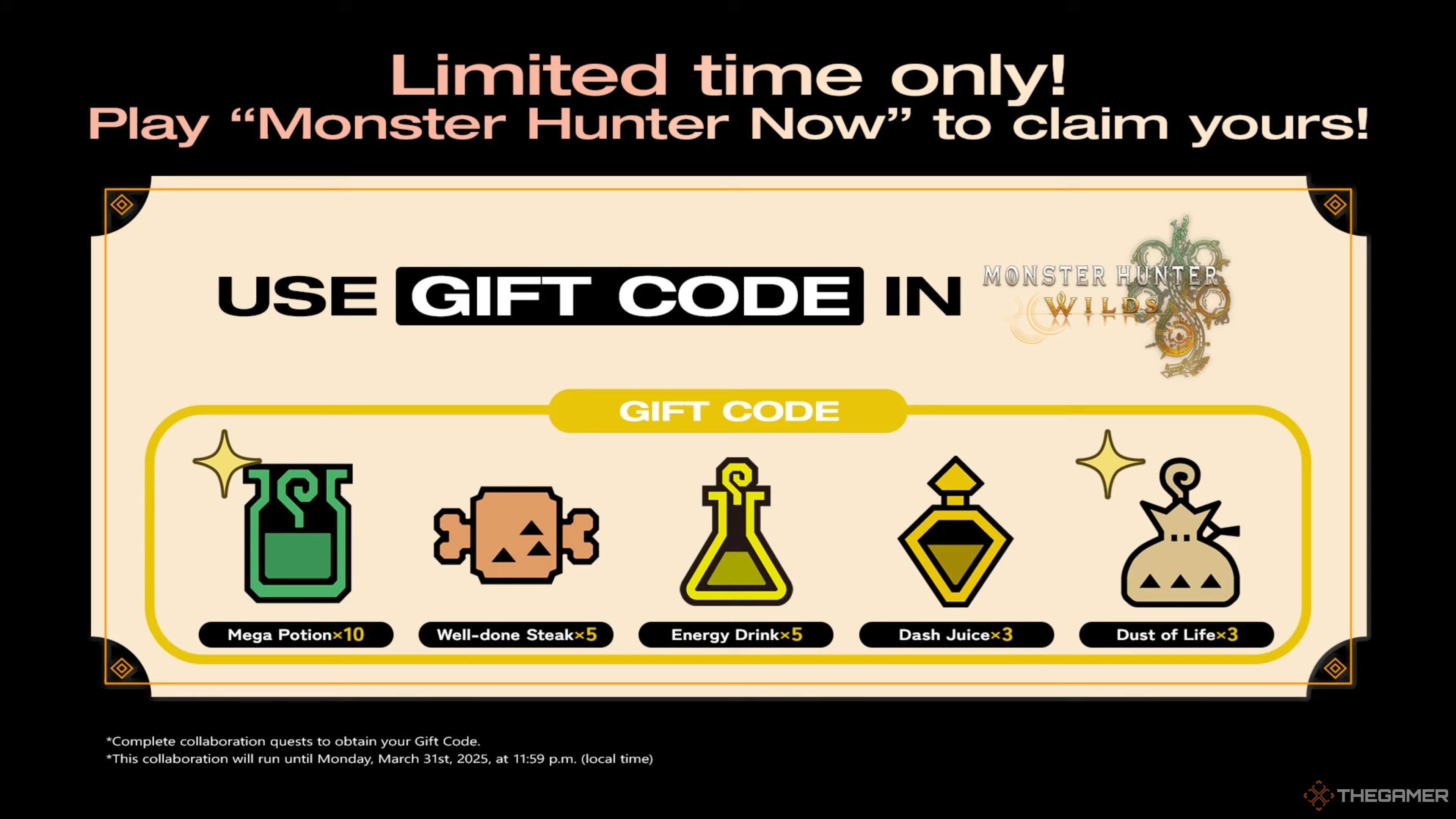 An overview of the rewards you will receive when participating in the Monster Hunter Now x Monster Hunter Wilds Promotional Event.