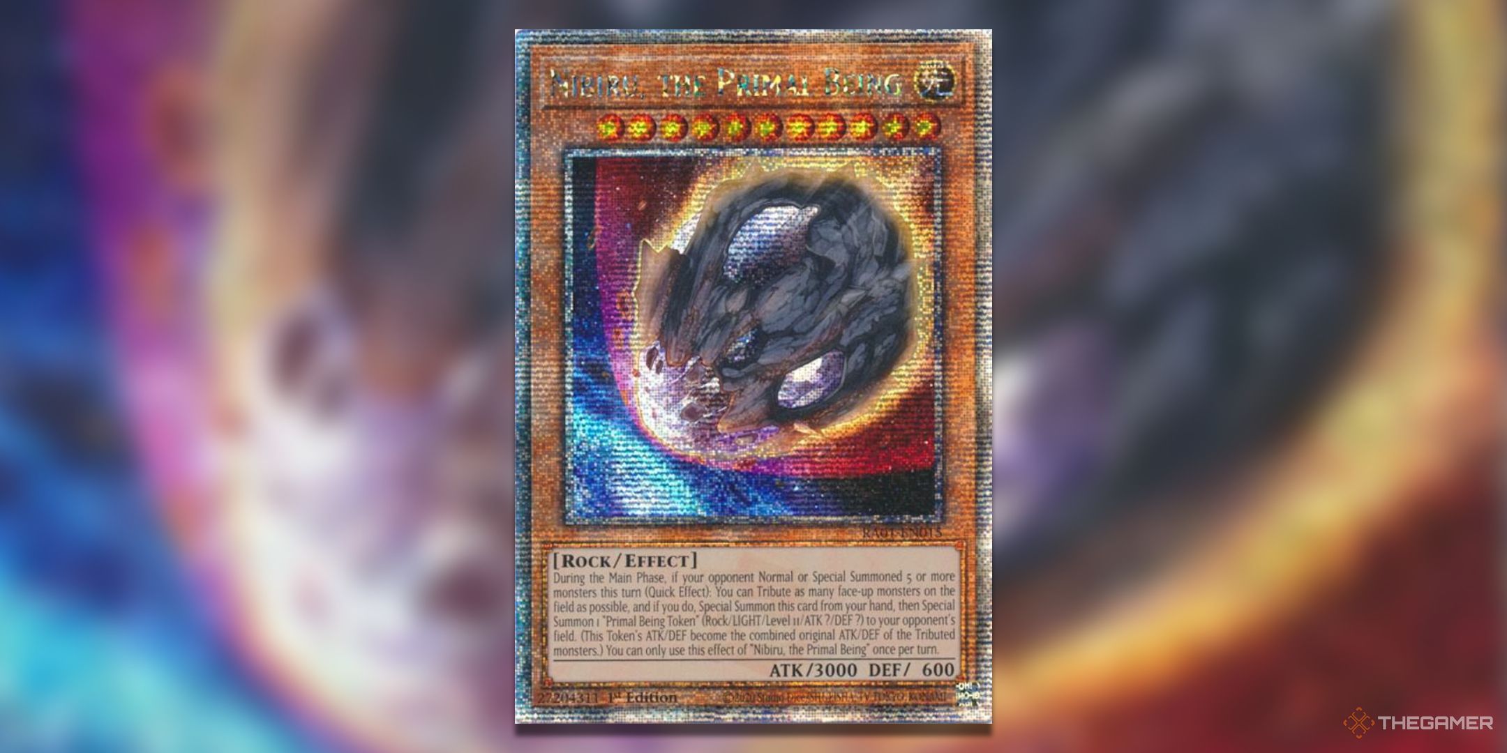 Nibiru, The Primal Being Quarter Century Secret Rare from Yu-Gi-Oh! TCG 25th Anniversary Rarity Collection.
