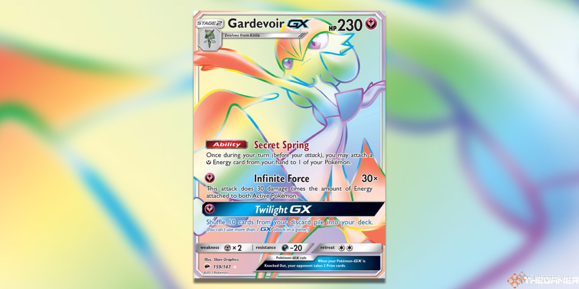 The Burning Shadows Gardevoir GX Secret Rare from the Pokemon TCG.