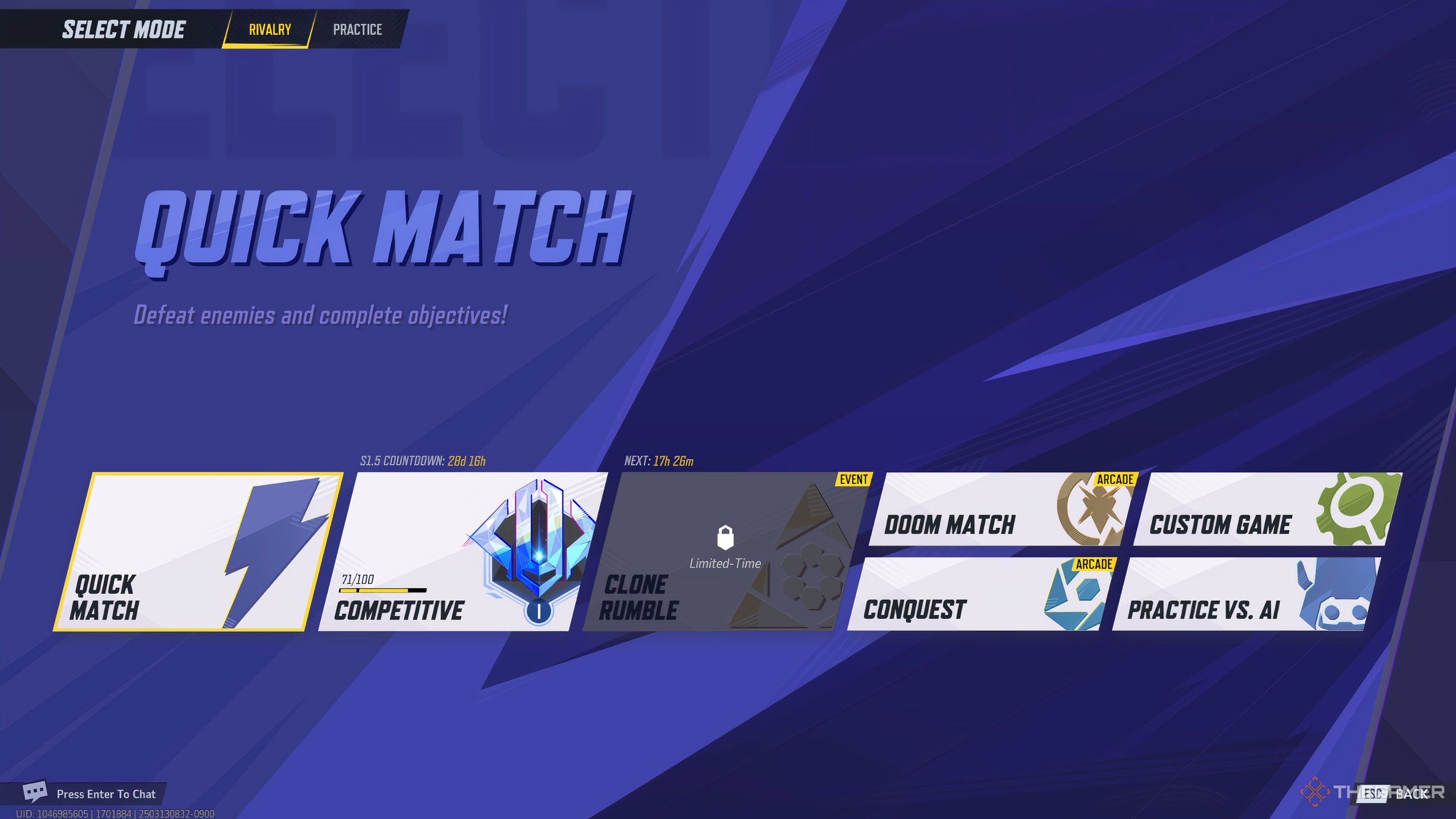 The various match options you can play in Marvel Rivals. 