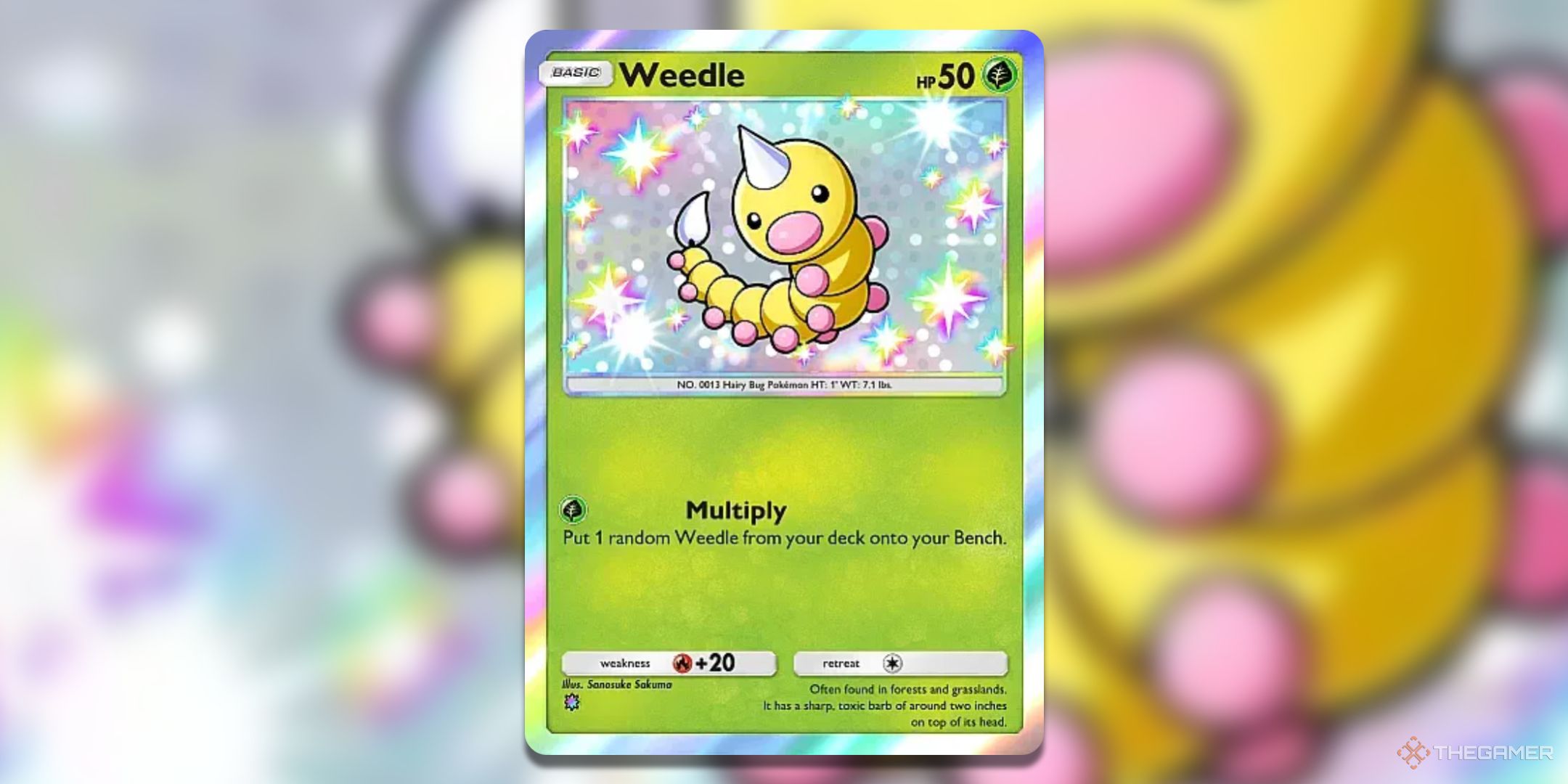 Shiny Weedle Pokemon TCG Pocket Shining Revelry Card Art.