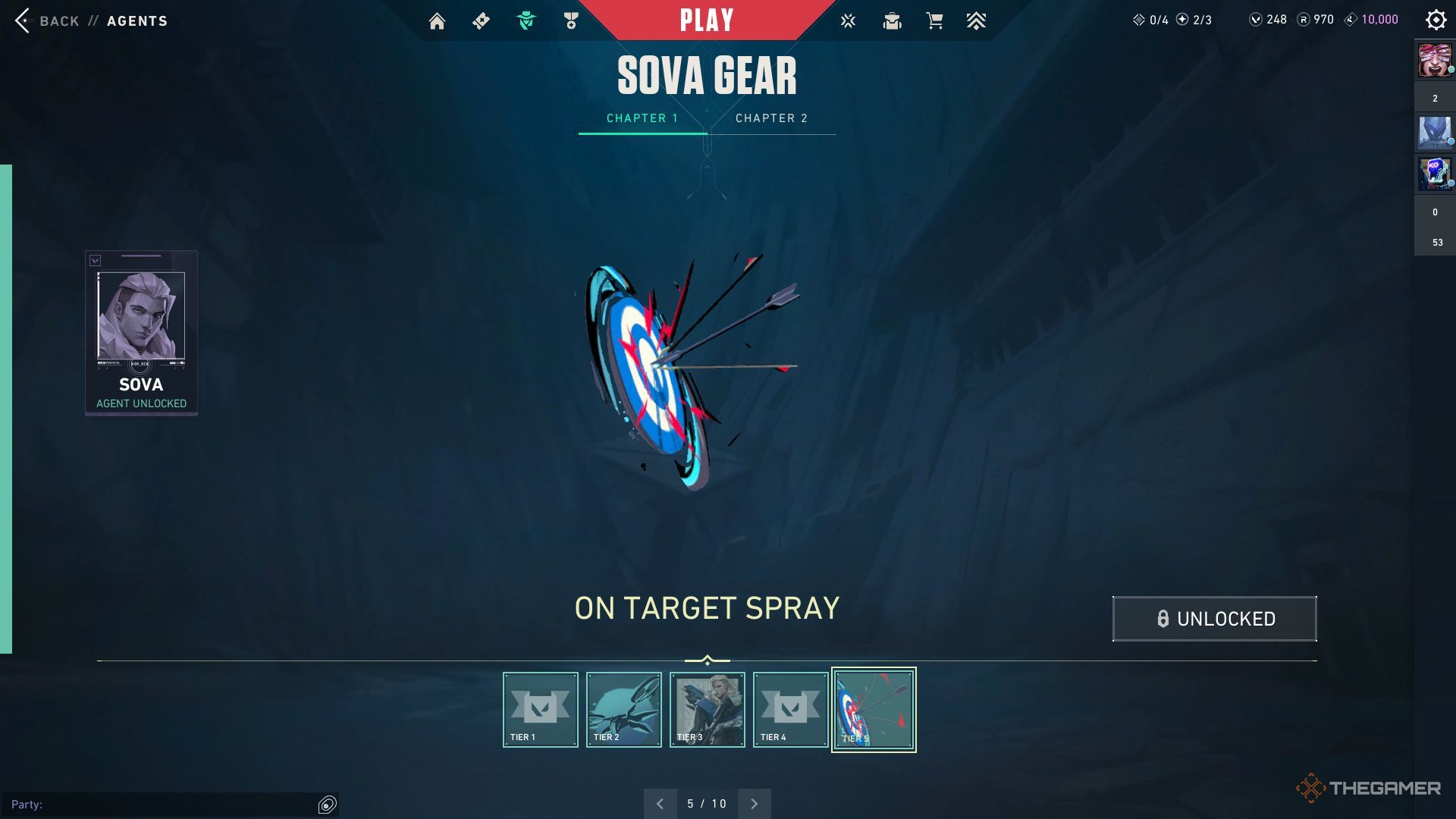 The 'On Target' Spray from Sova's Agent Contract In Valorant.