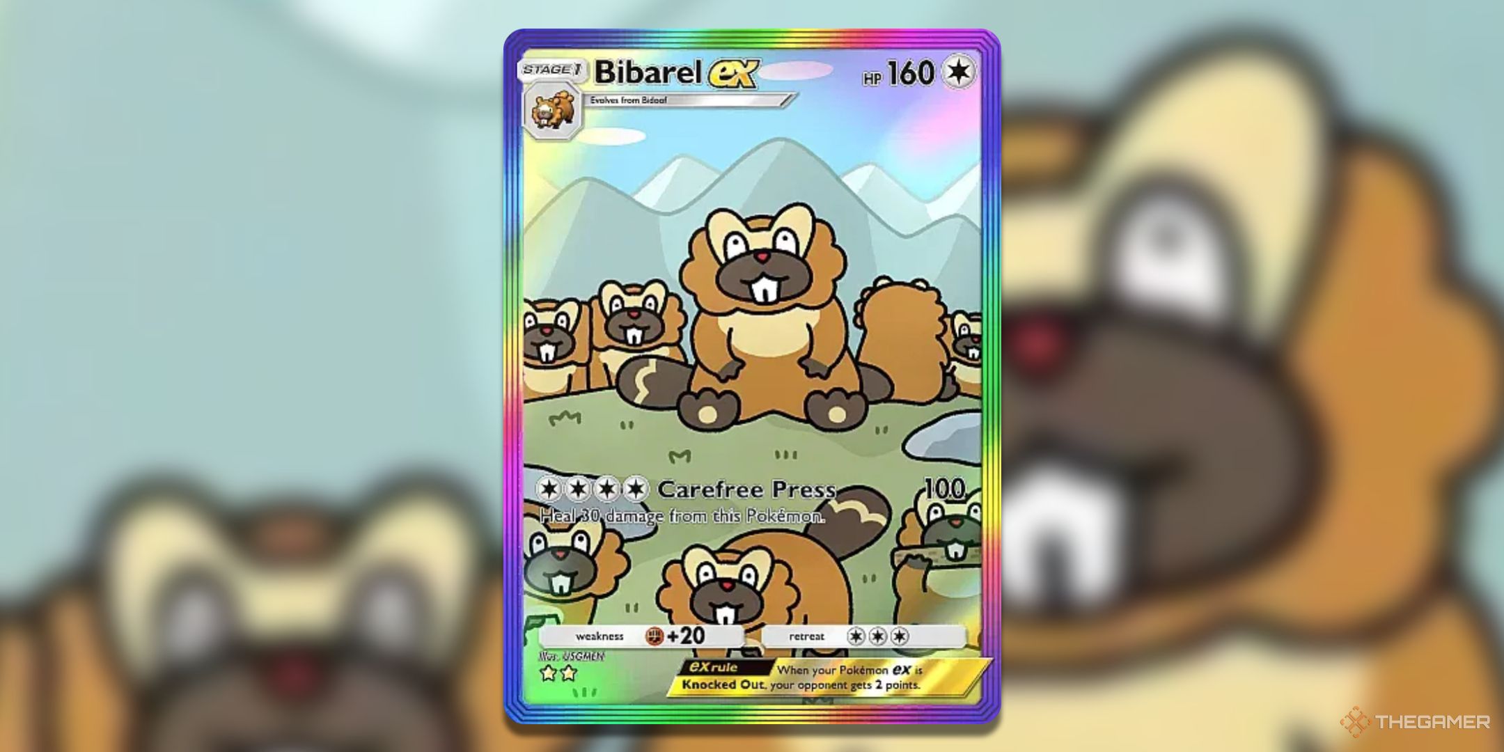 Special art rare Bibarel ex Pokemon TCG Pocket Shining Revelry Card Art.