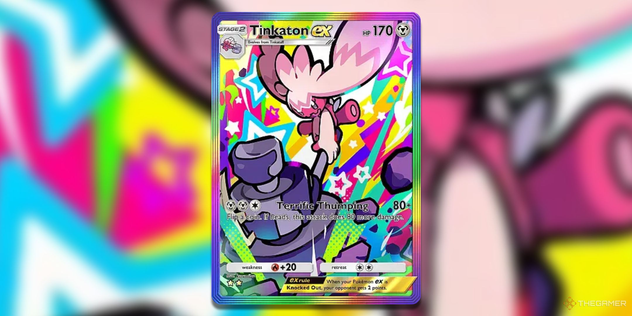Special art rare Tinkaton ex Pokemon TCG Pocket Shining Revelry Card Art.