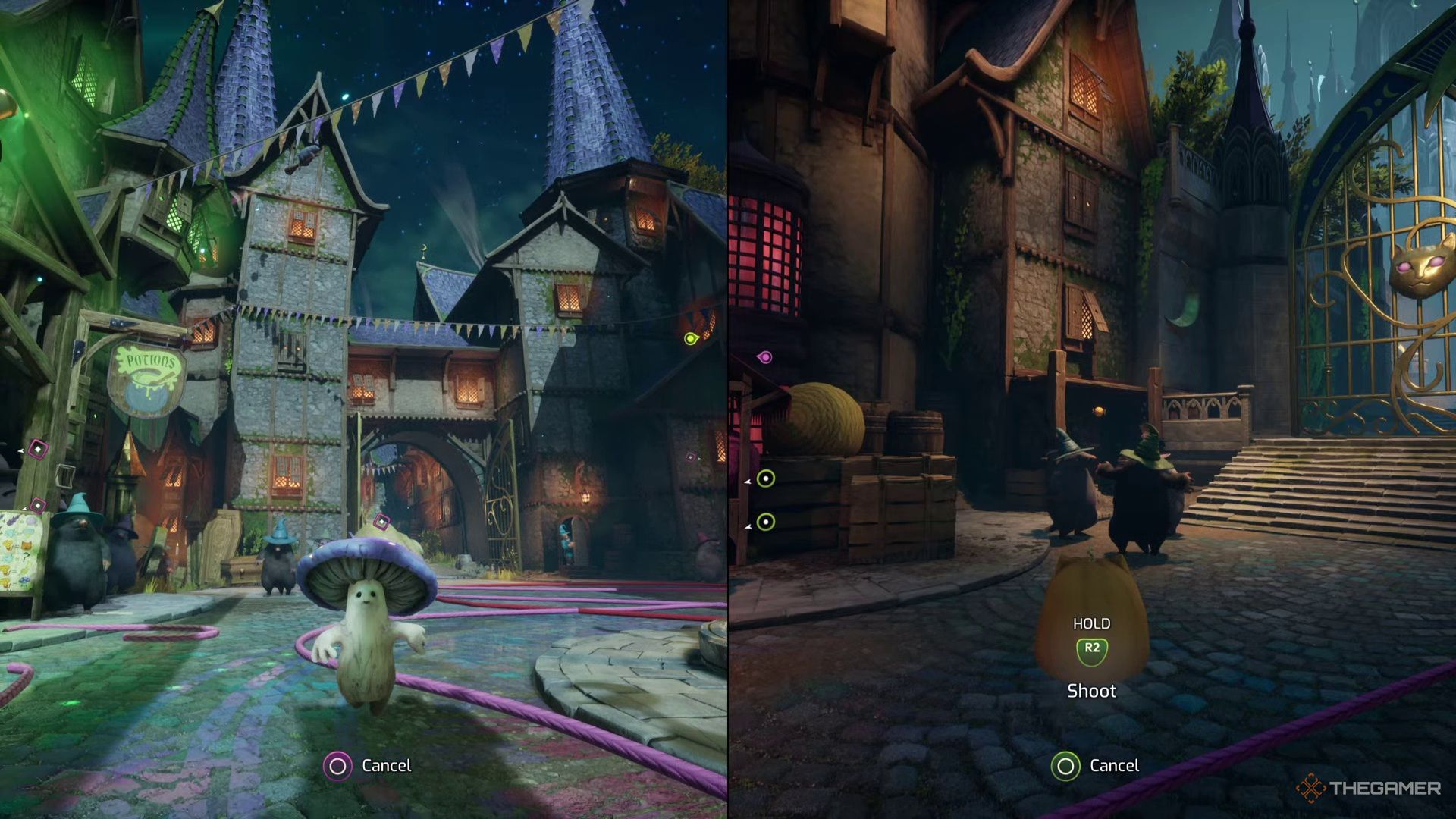 The player transforms into a mushroom man after drinking a potion in Split Fiction. 