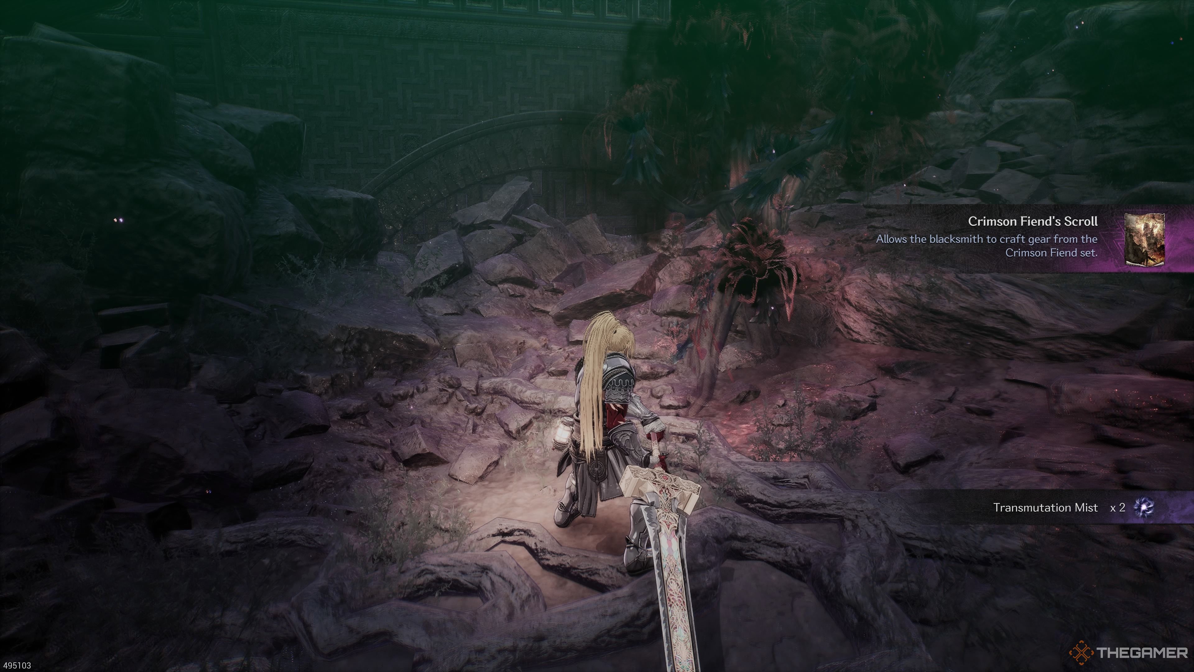 The Crimson Fiend's Scroll in the Hermit Mountains in The First Berserker Khazan.