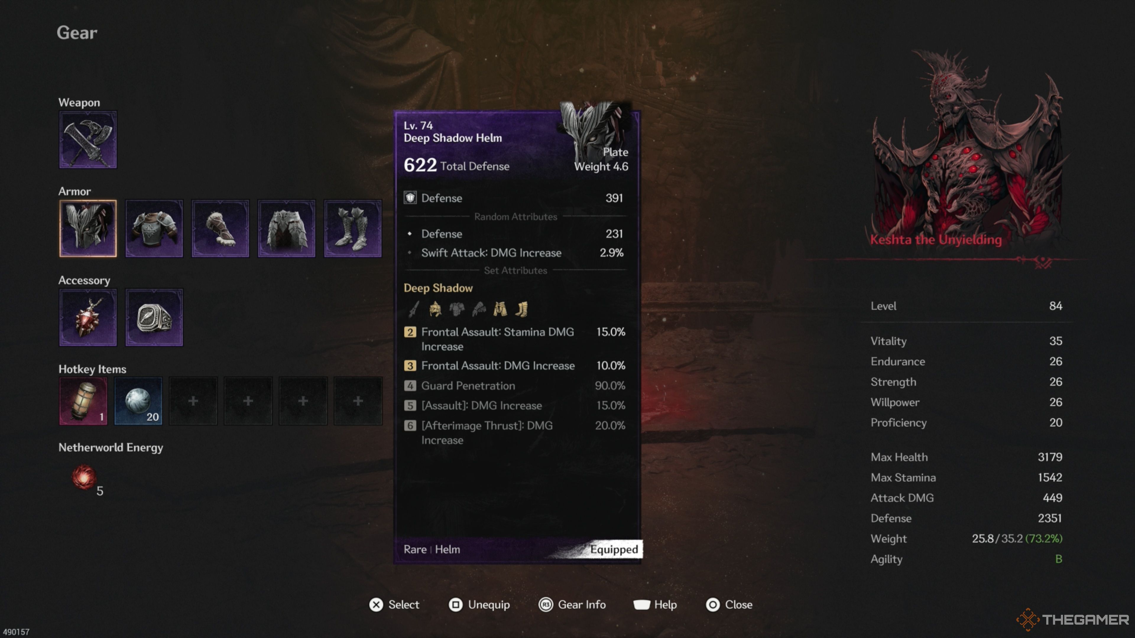 A look at the Deep Shadow Helm and Gear Set Bonuses in The First Berserker: Khazan.