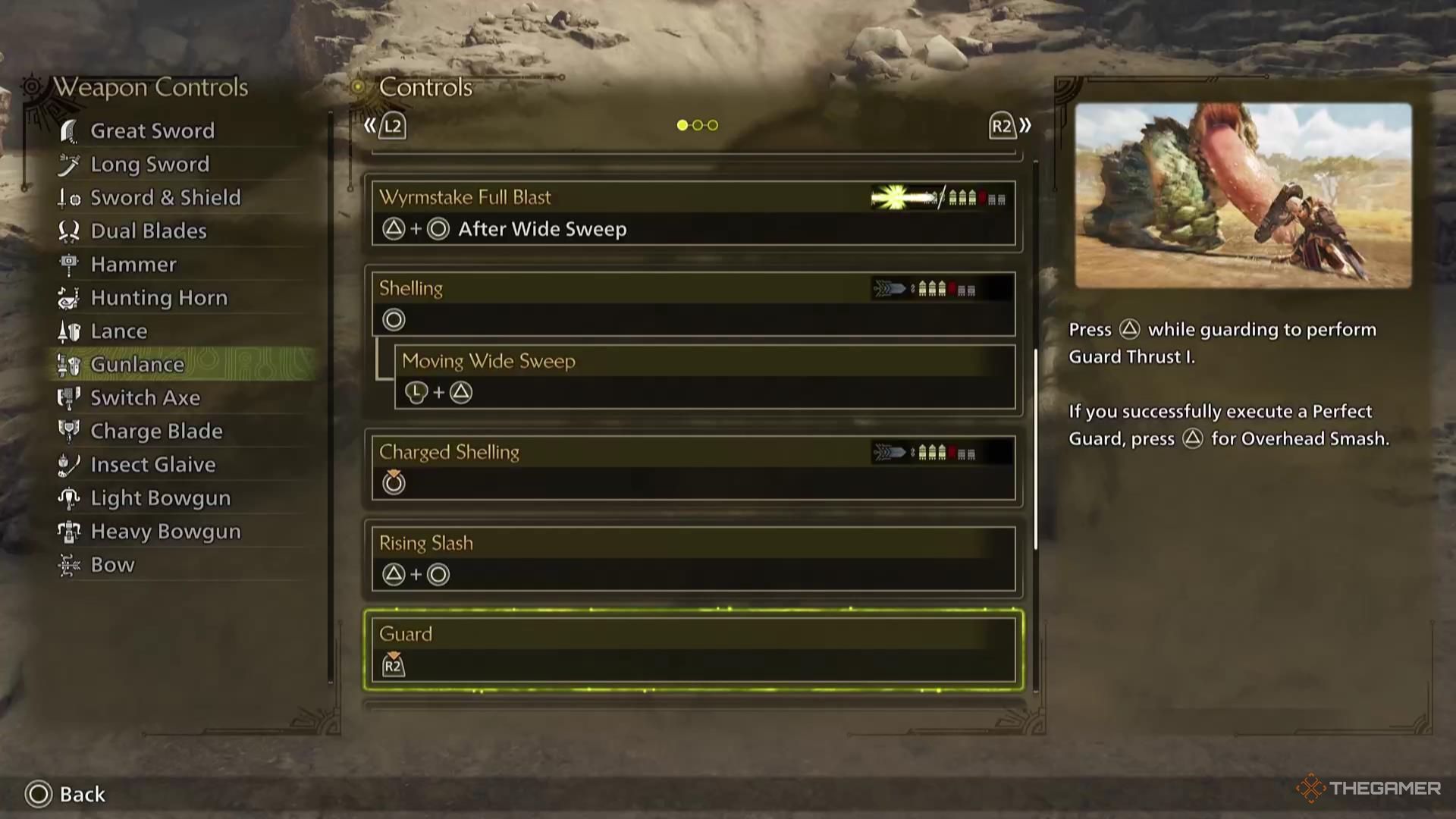 The Guard description for the Gunlance in Monster Hunter Wilds.