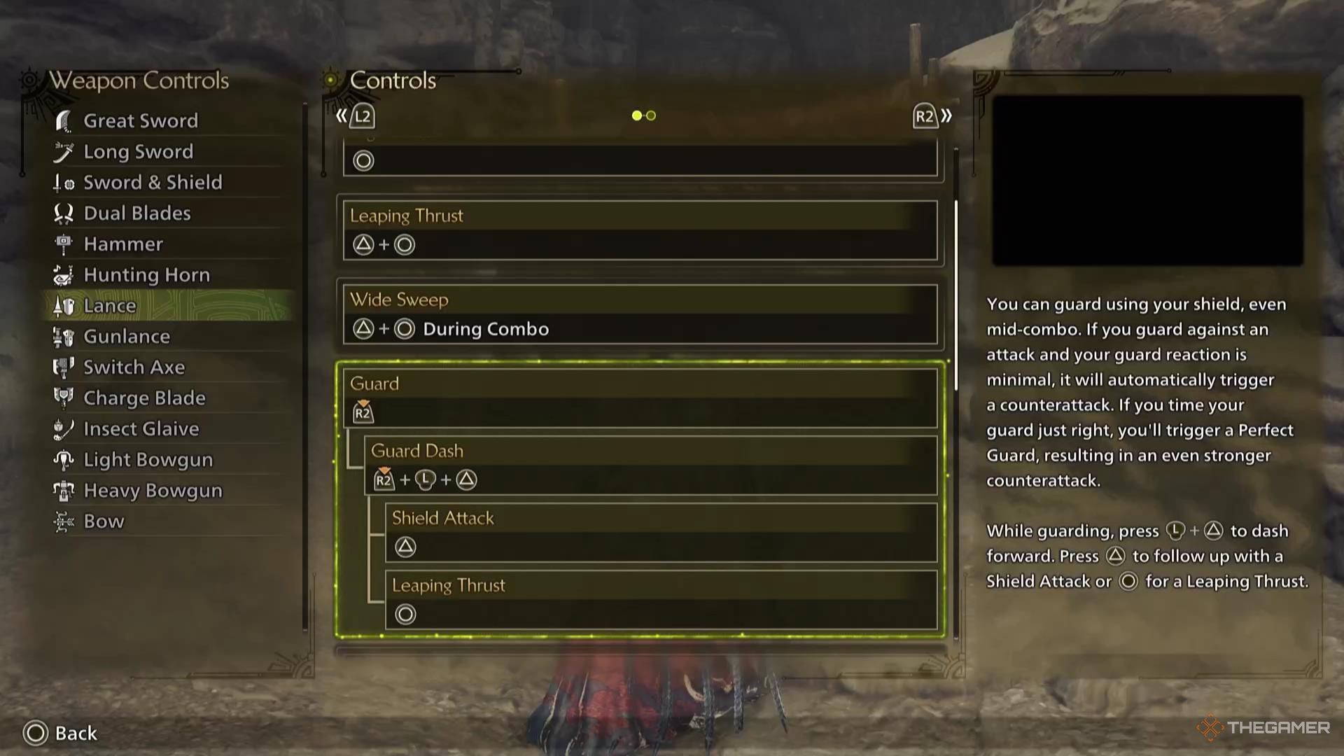 The Guard description for the Lance in Monster Hunter Wilds.