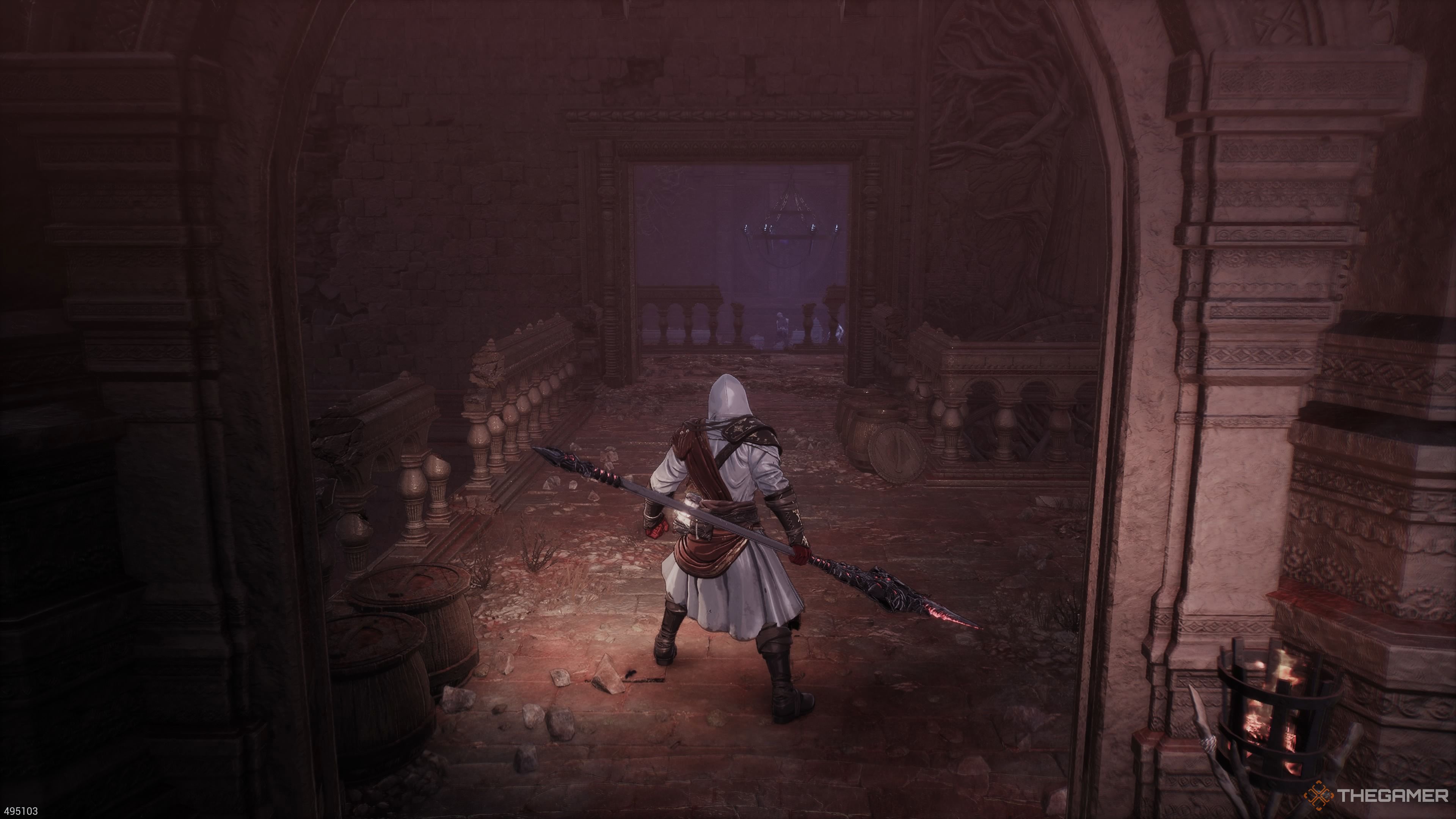 The hallway after the Second Blade Nexus in the Why Have You Forsaken Us Stage in The First Berserker Khazan.