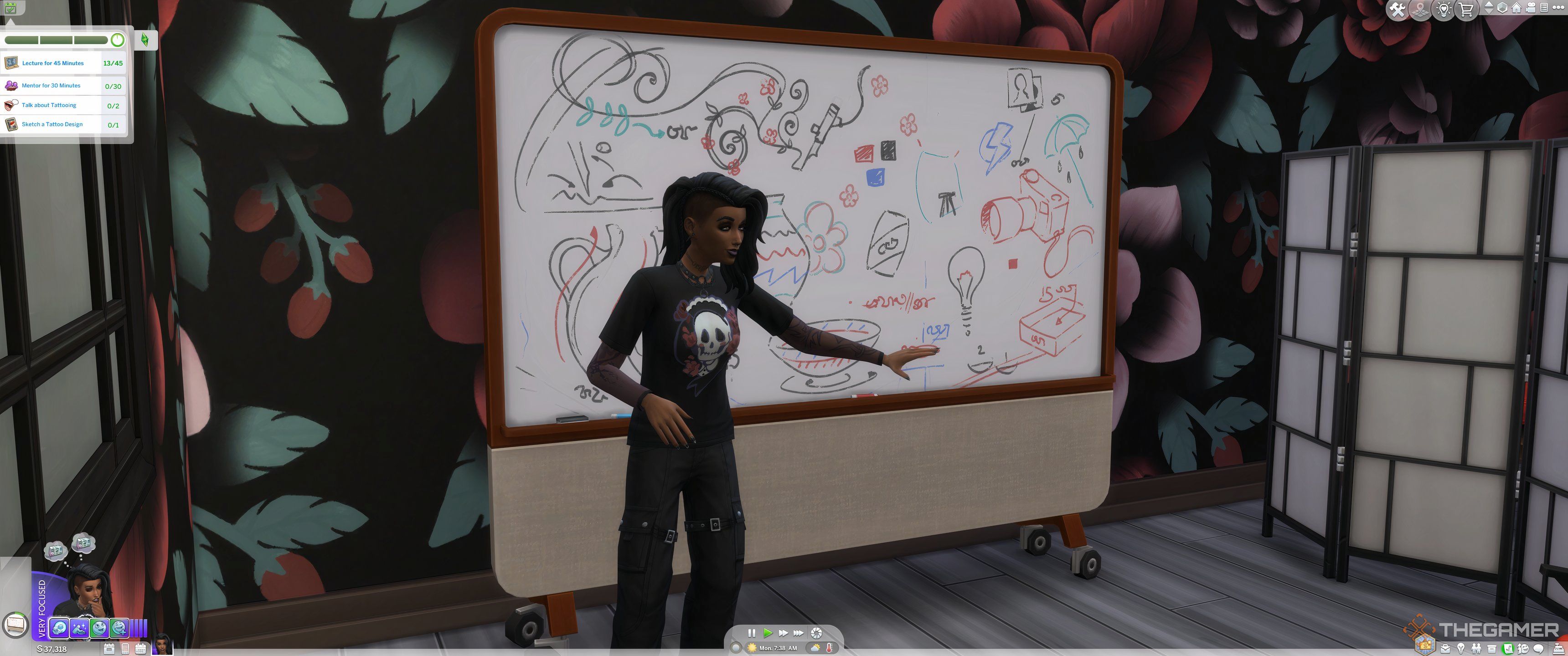 The Sims 4 Businesses and Hobbies close up of sim lecturing