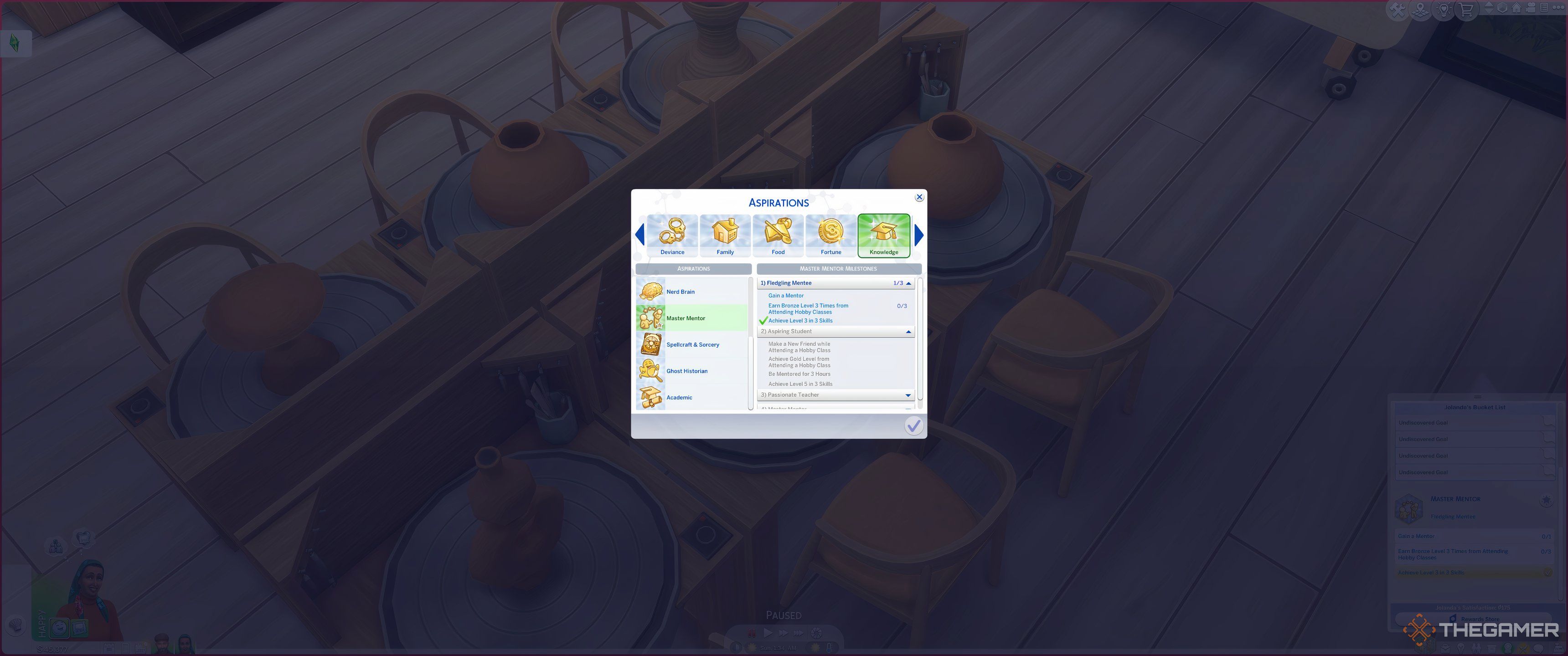 The Sims 4 Businesses and Hobbies mentor aspiration over terra potta