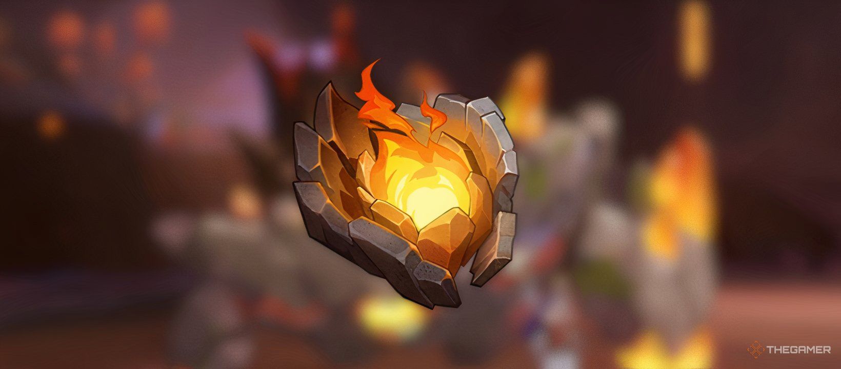 The Sparkless Statue Core dropped by the Lava Dragon Statue in Genshin Impact.
