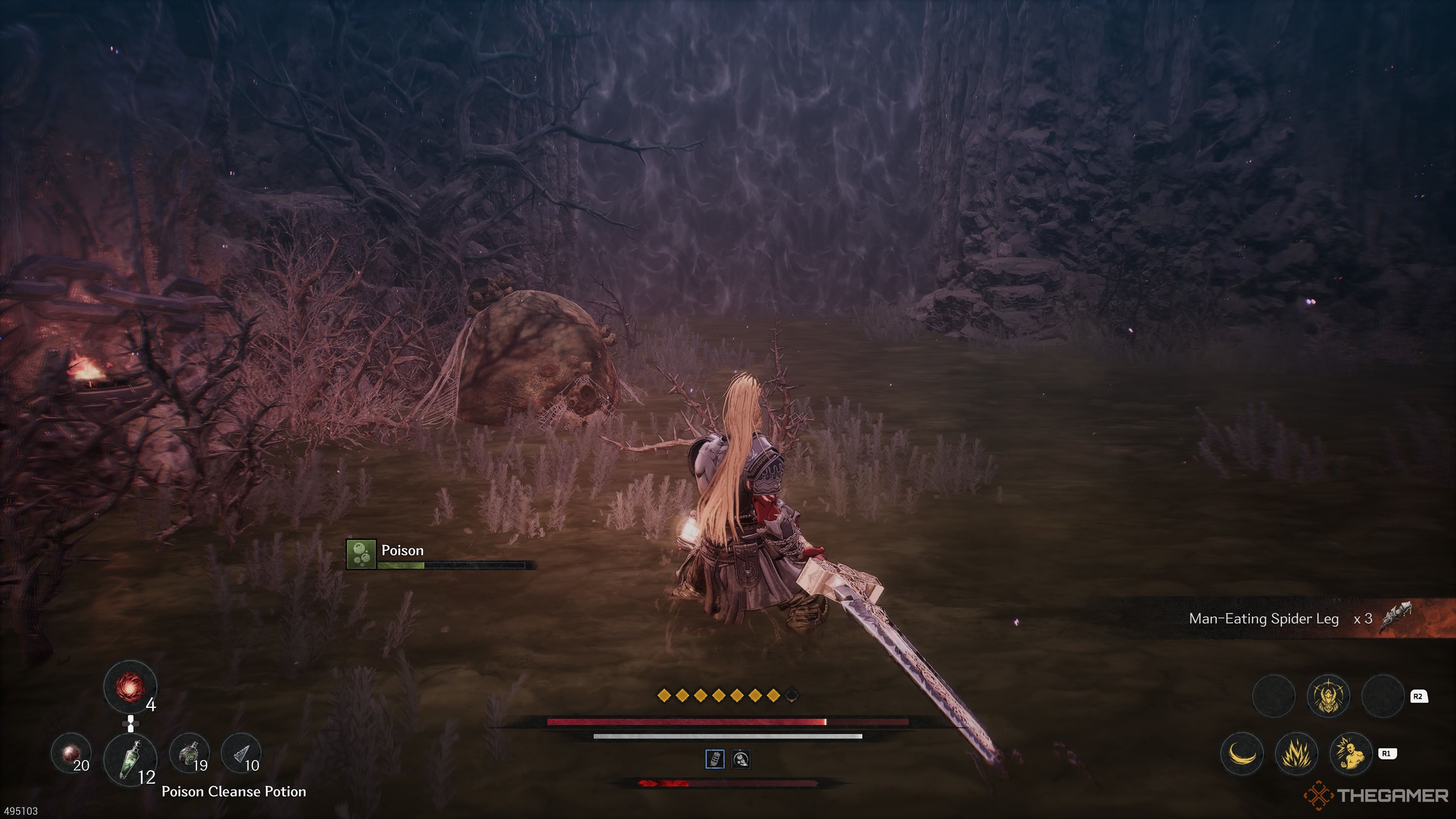 The Spider Legs in the Poisoned Water section of the Hermit Mountains in The First Berserker Khazan.