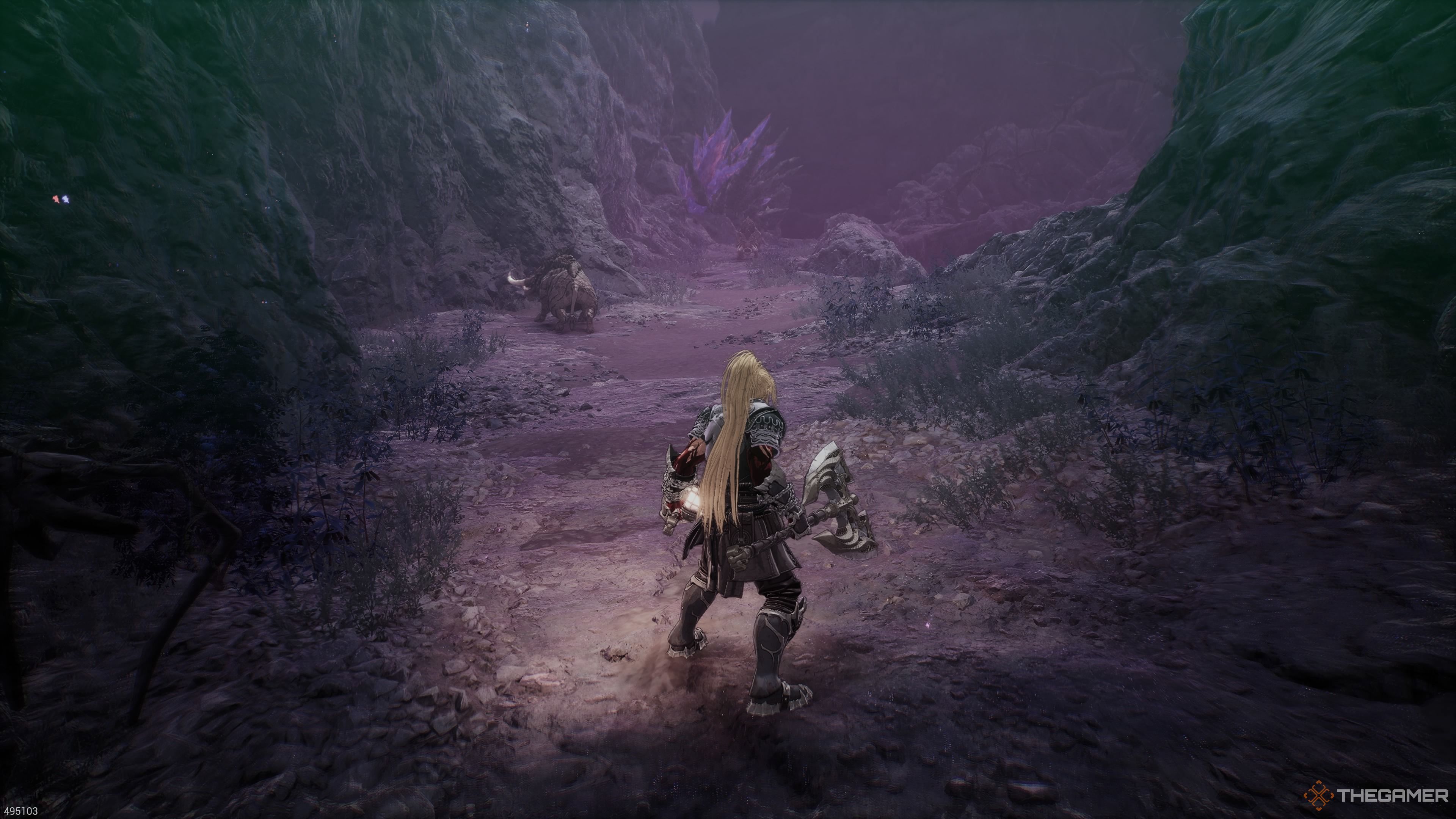 The two wild boars on the left path of the Hermit Mountains in The First Berserker Khazan.