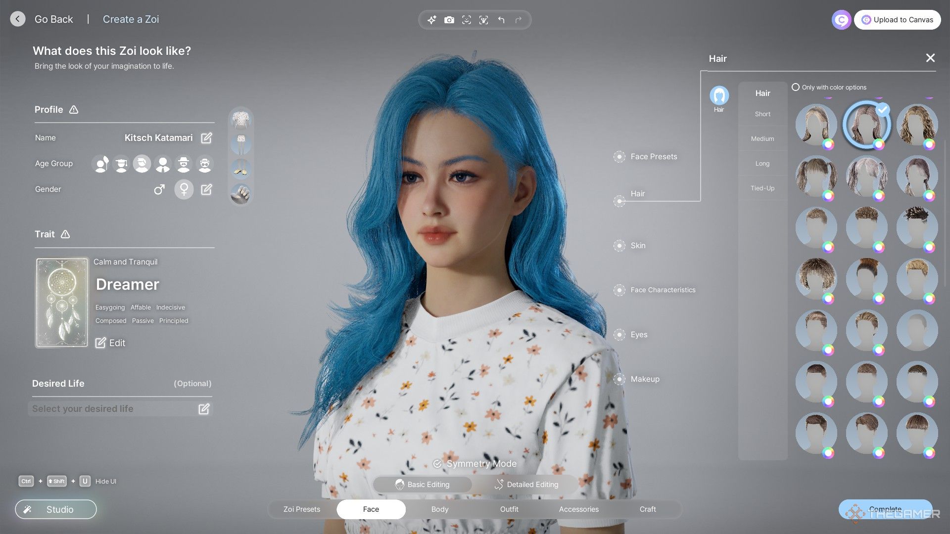 The Zoi creation screen with a trait selected in InZoi.