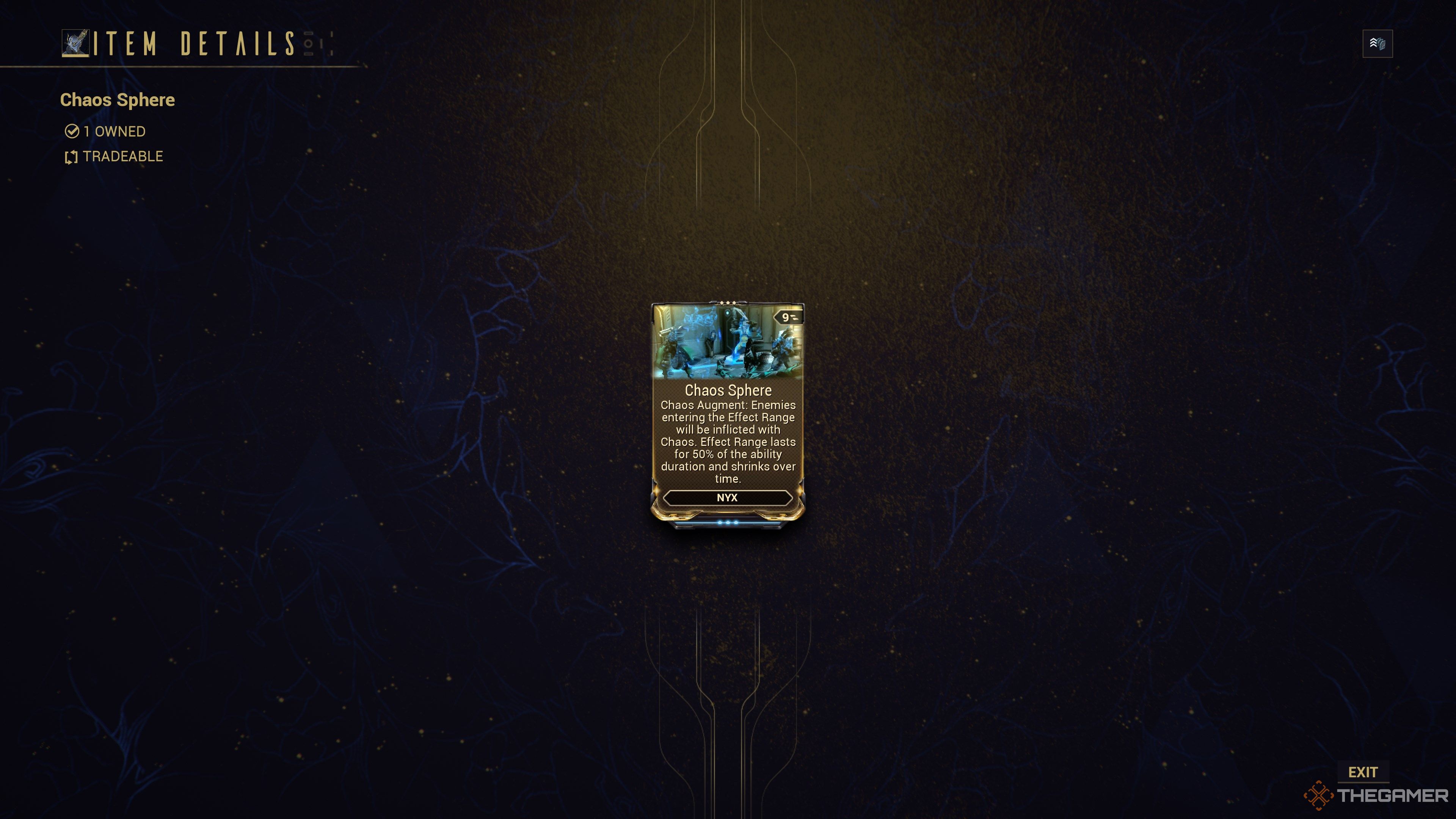 Warframe Chaos Sphere Augment