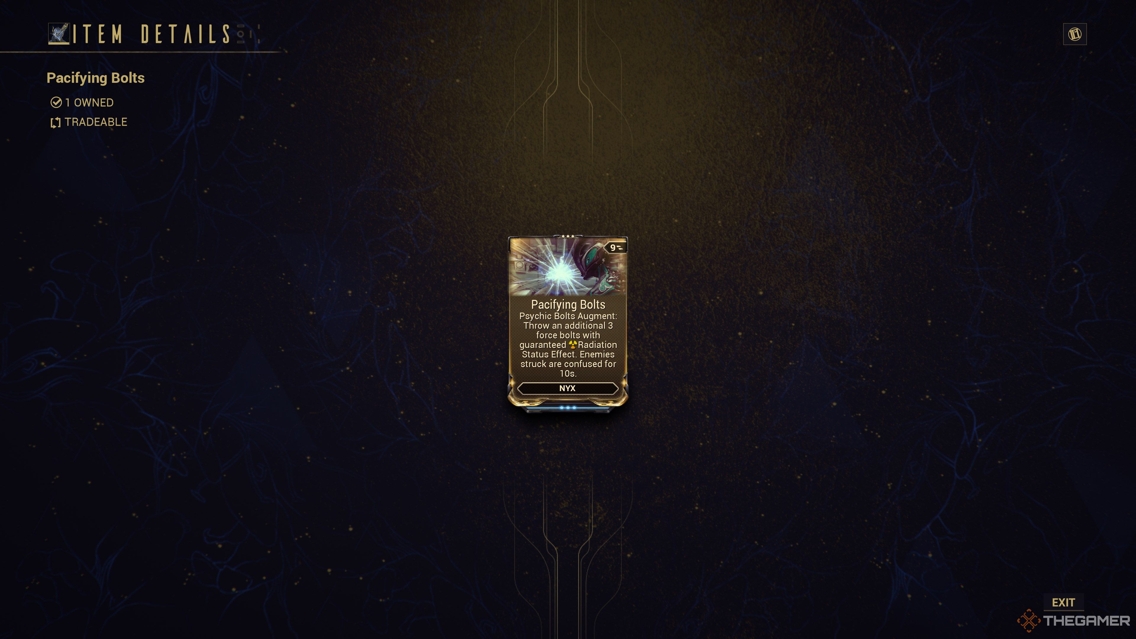 Warframe Pacifying Bolts Augment
