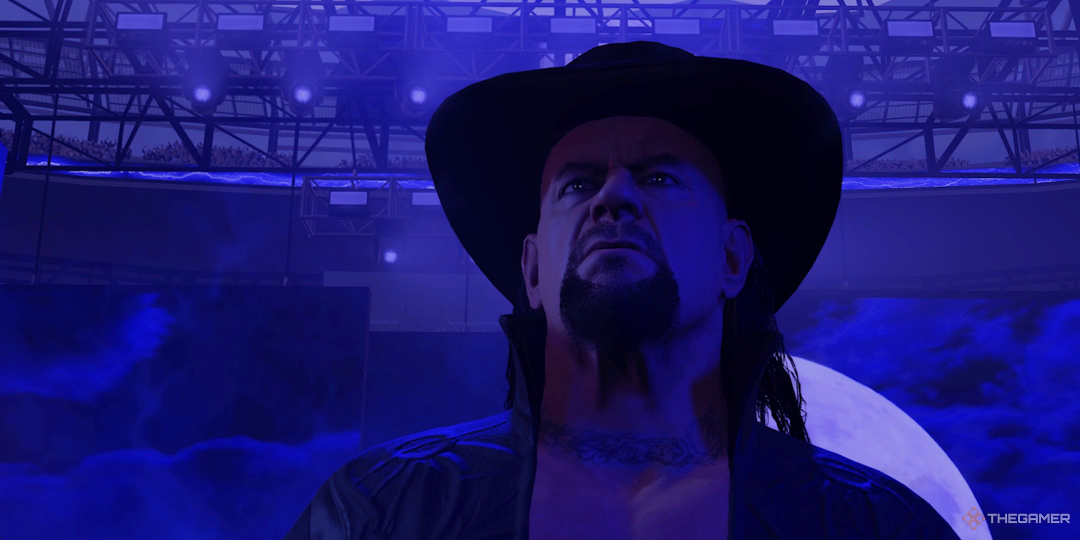 WWE 2K25 screenshot of The Undertaker making entrance.