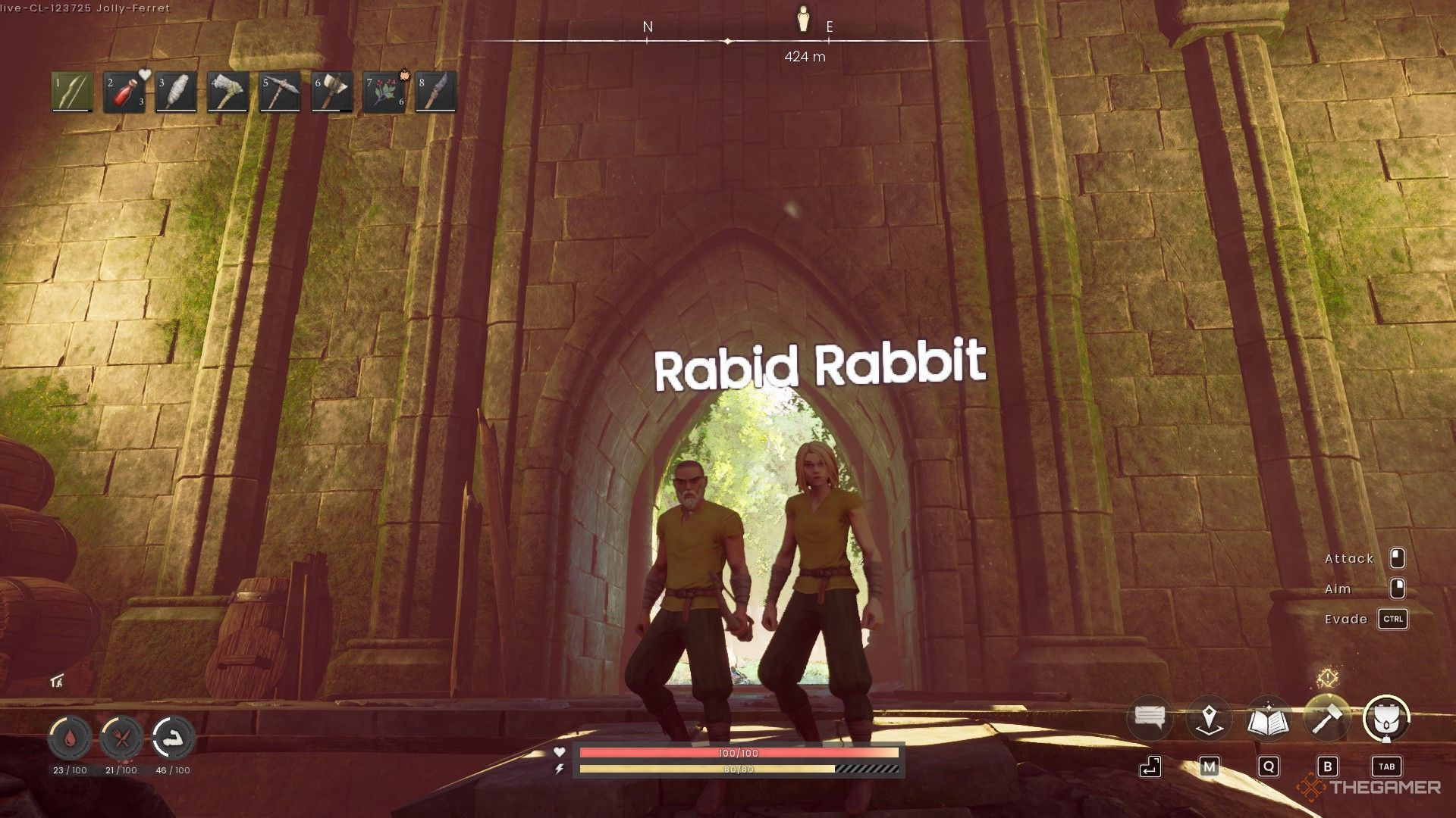 The players are standing inside the Temple in Runescape: Dragonwilds.