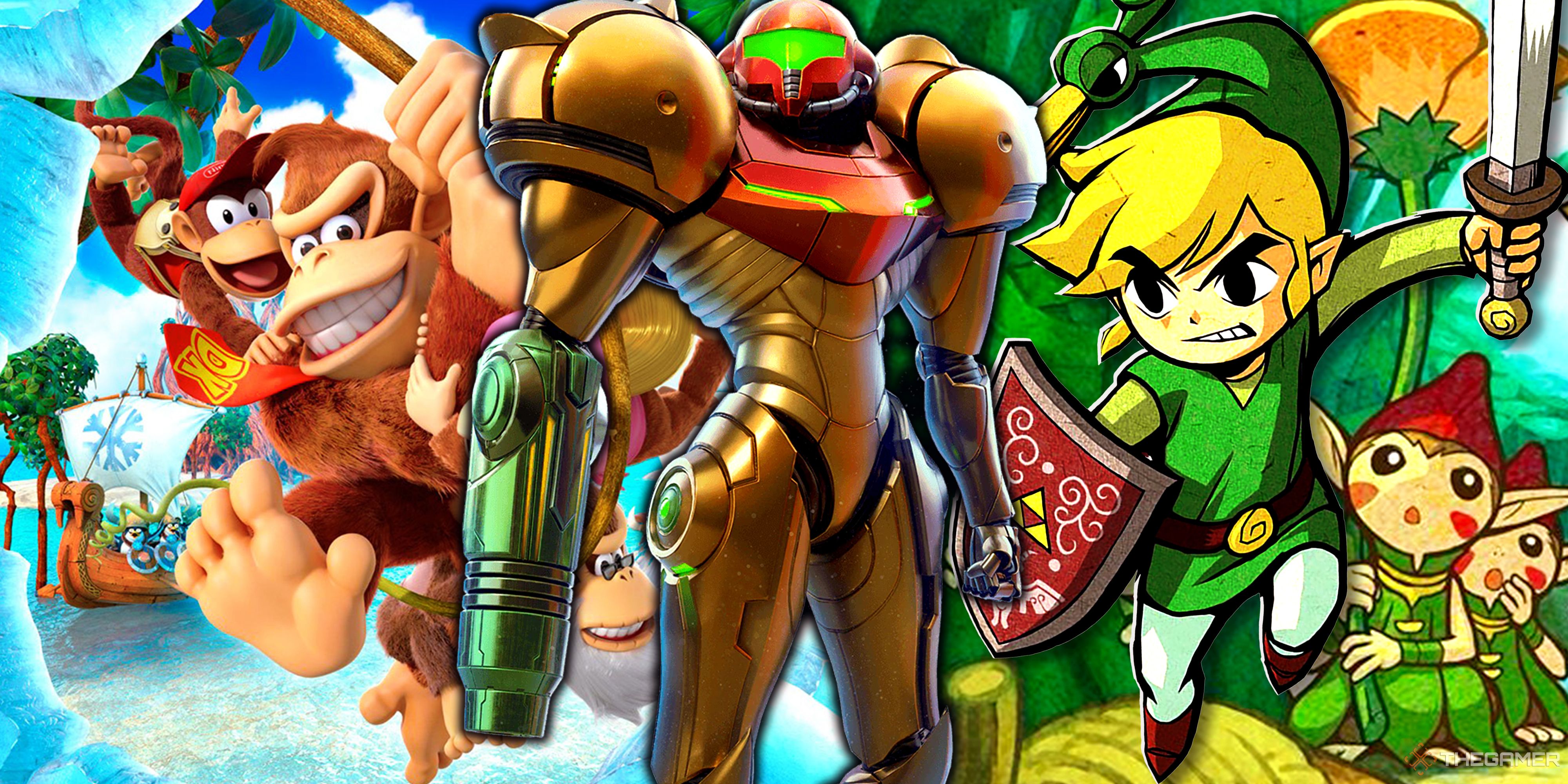 Donkey Kong Country Tropical Freeze, Metroid Prime Remastered and The Legend Of Zelda The Minish Cap.