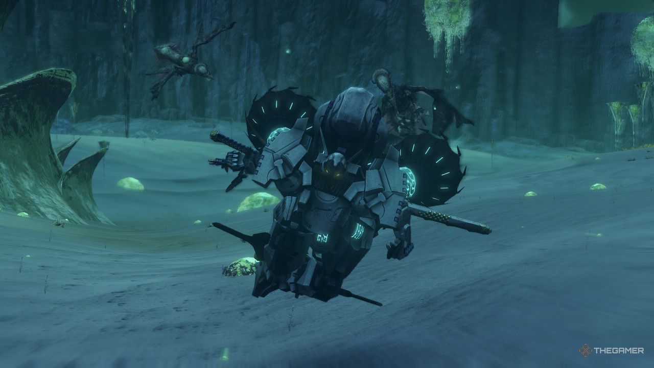The Hraesvelg moving quickly away from enemies in sylvalum in xenoblade chronicles x.