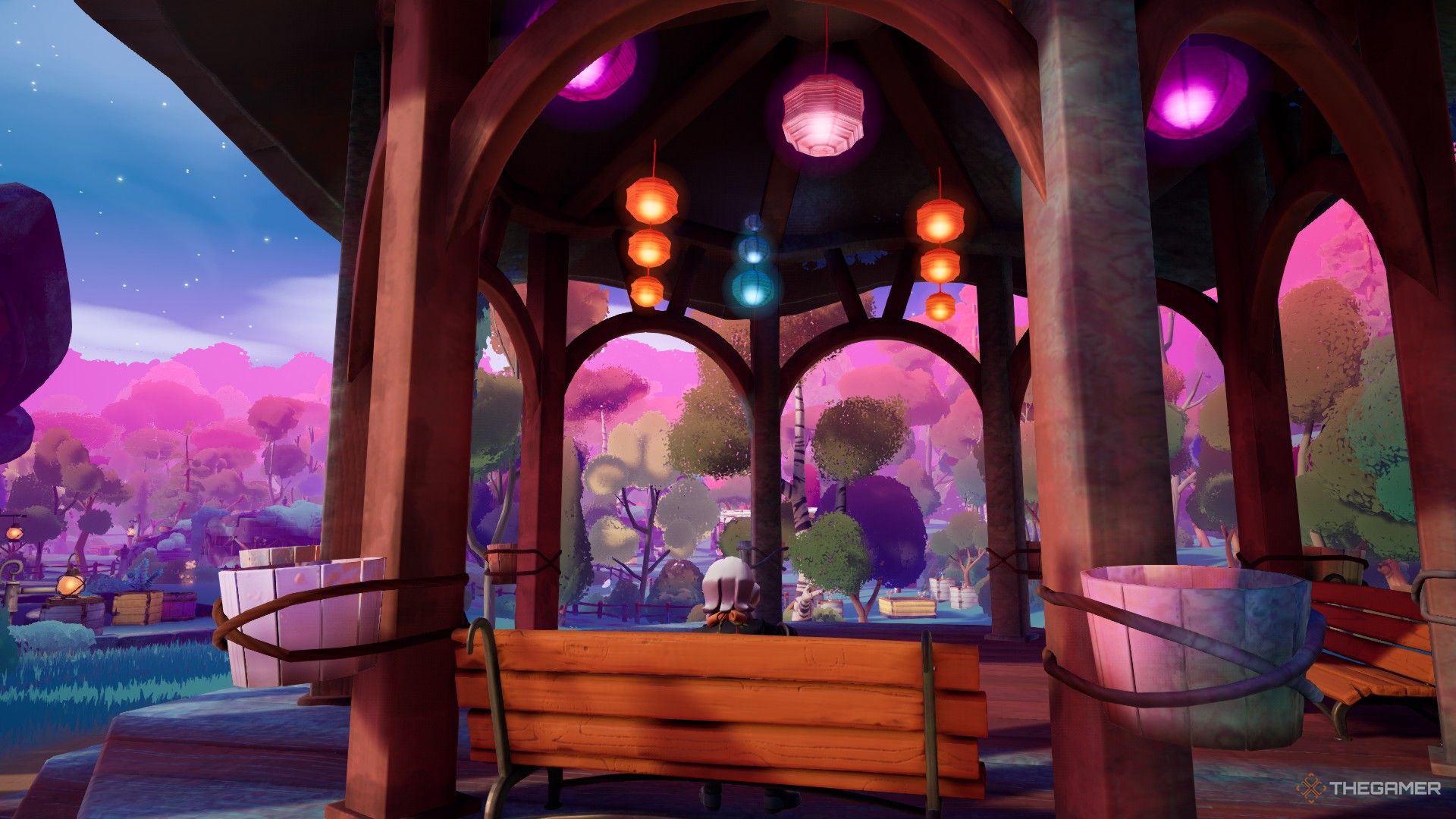 Alta sits in Wanderstop's Gazebo and takes in the scenary. 