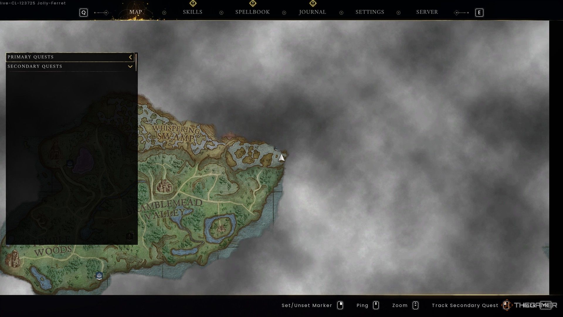 Foggy map in Runescape Dragonwilds.
