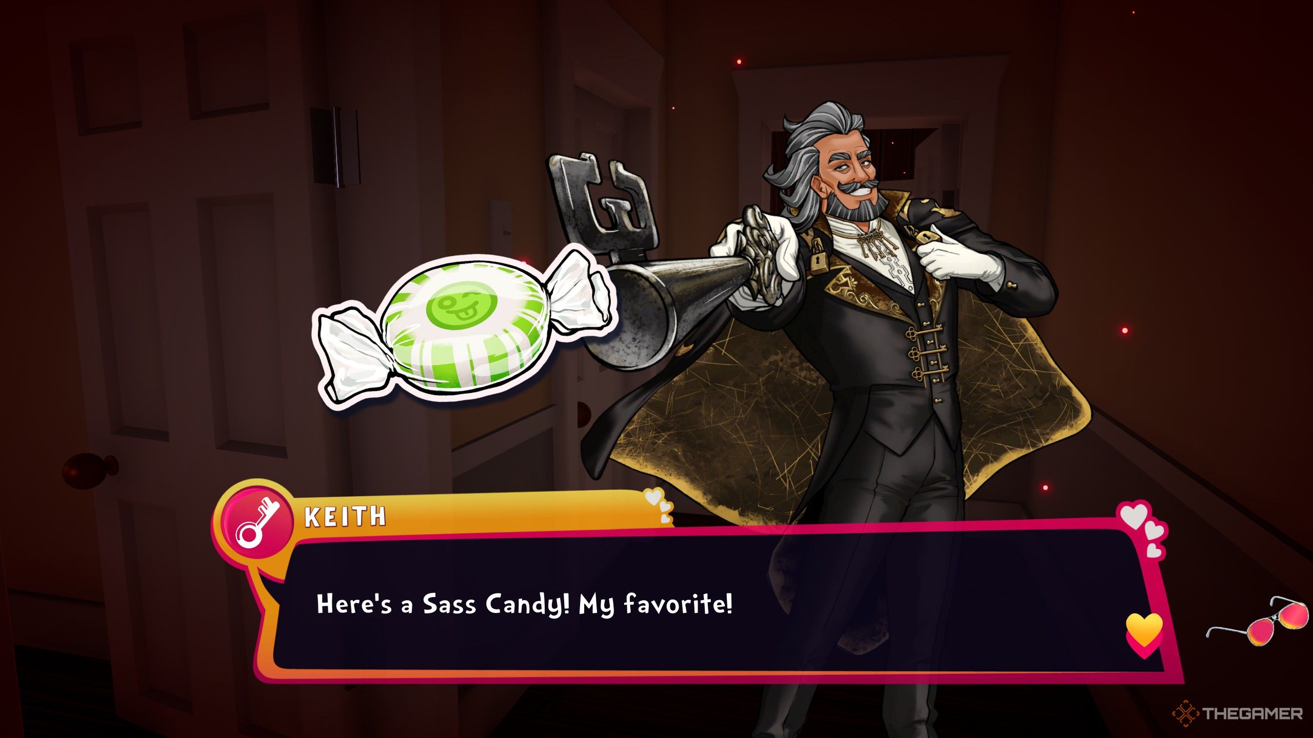 Keith offering a sass candy in date everything.