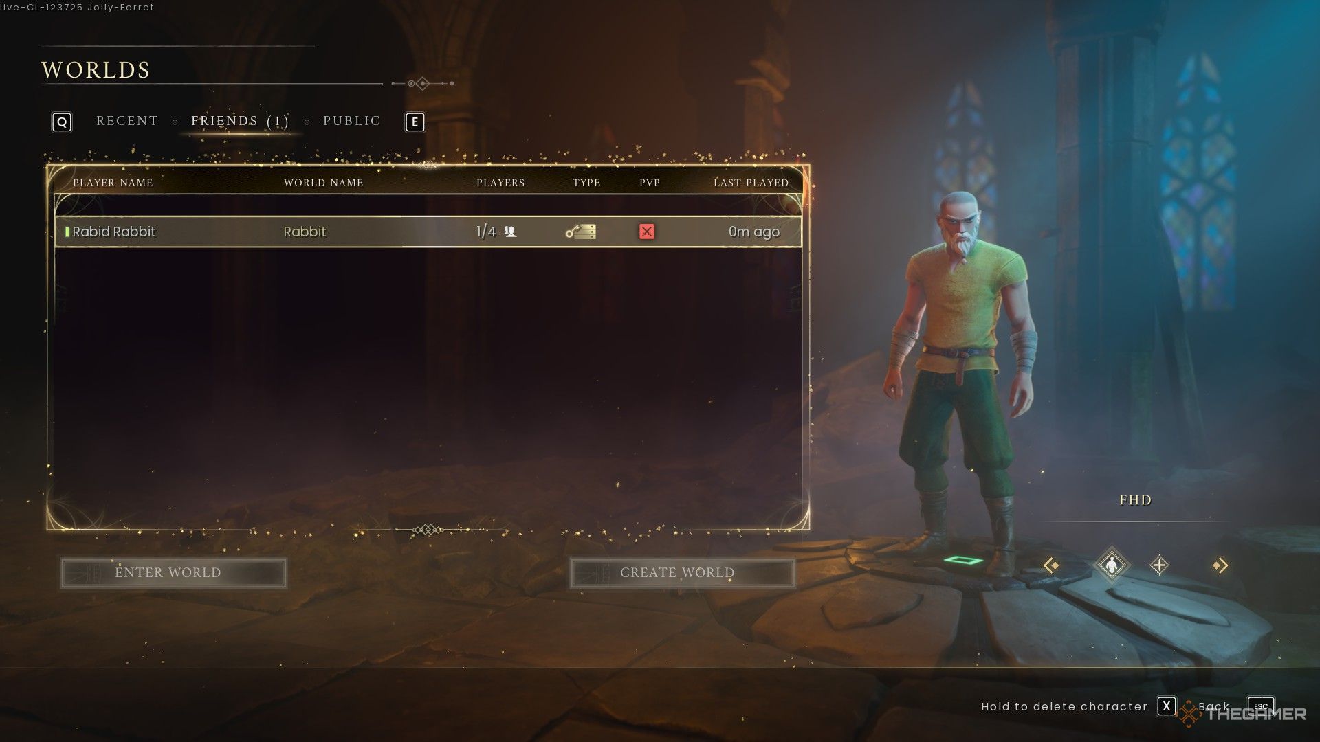 The Friends tab in the Worlds screen in Runescape: Dragonwilds.