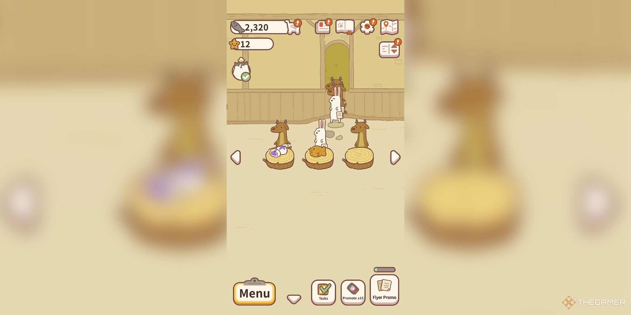 A bunny and two deer sitting in a restaurant from Animal Restaurant.