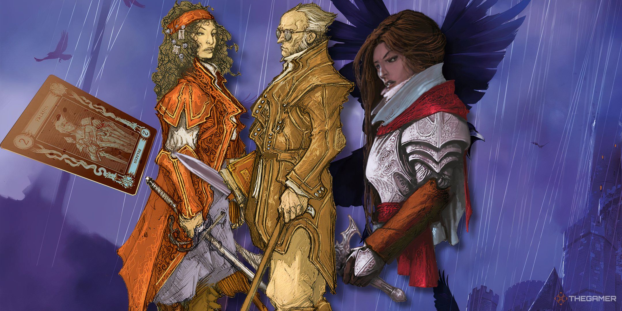 Van Ricthen, Ezmerelda, and Ireena from the Curse of Strahd module in a split image in DND.