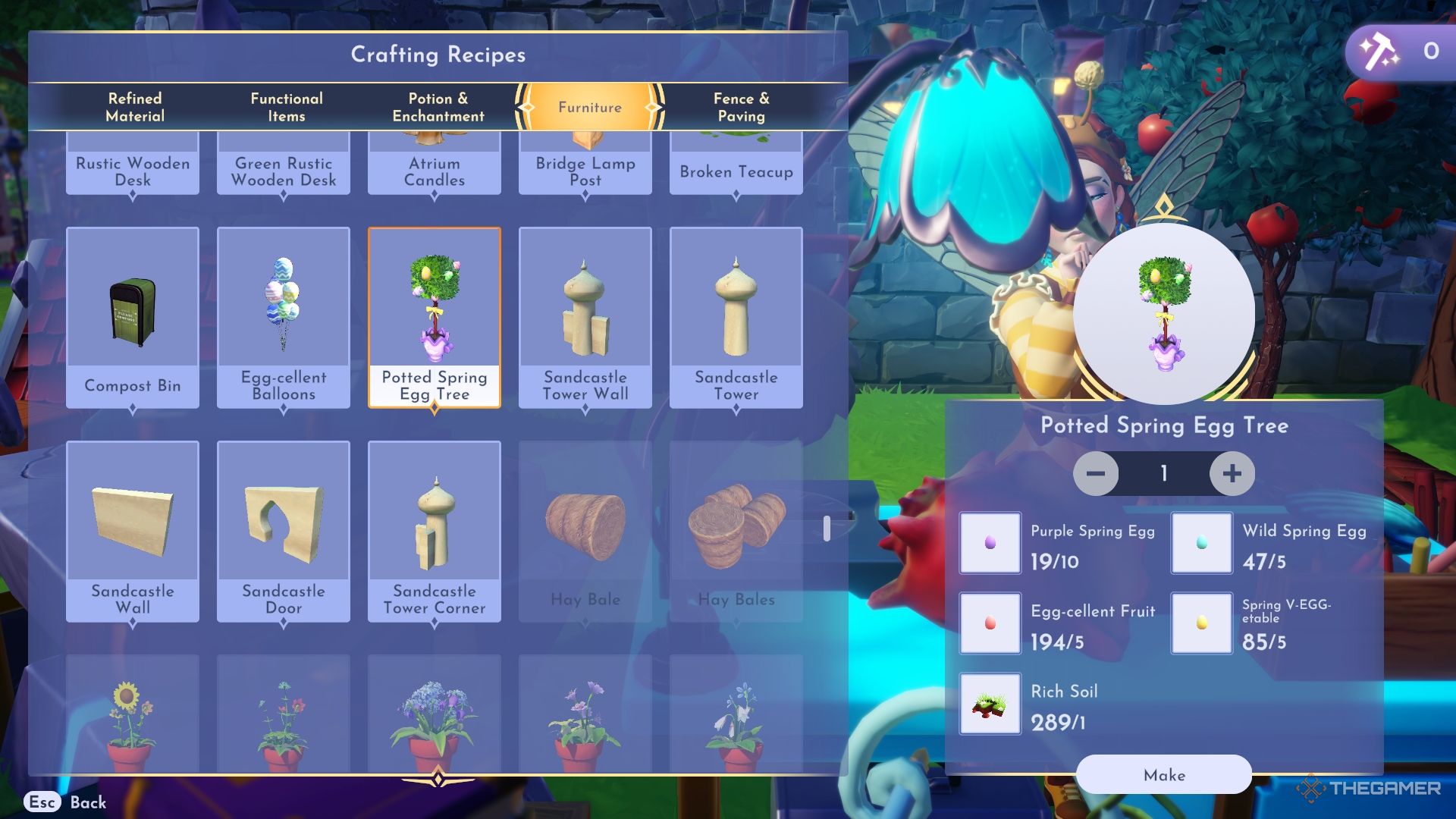 Potted Spring Egg Tree crafting recipe.