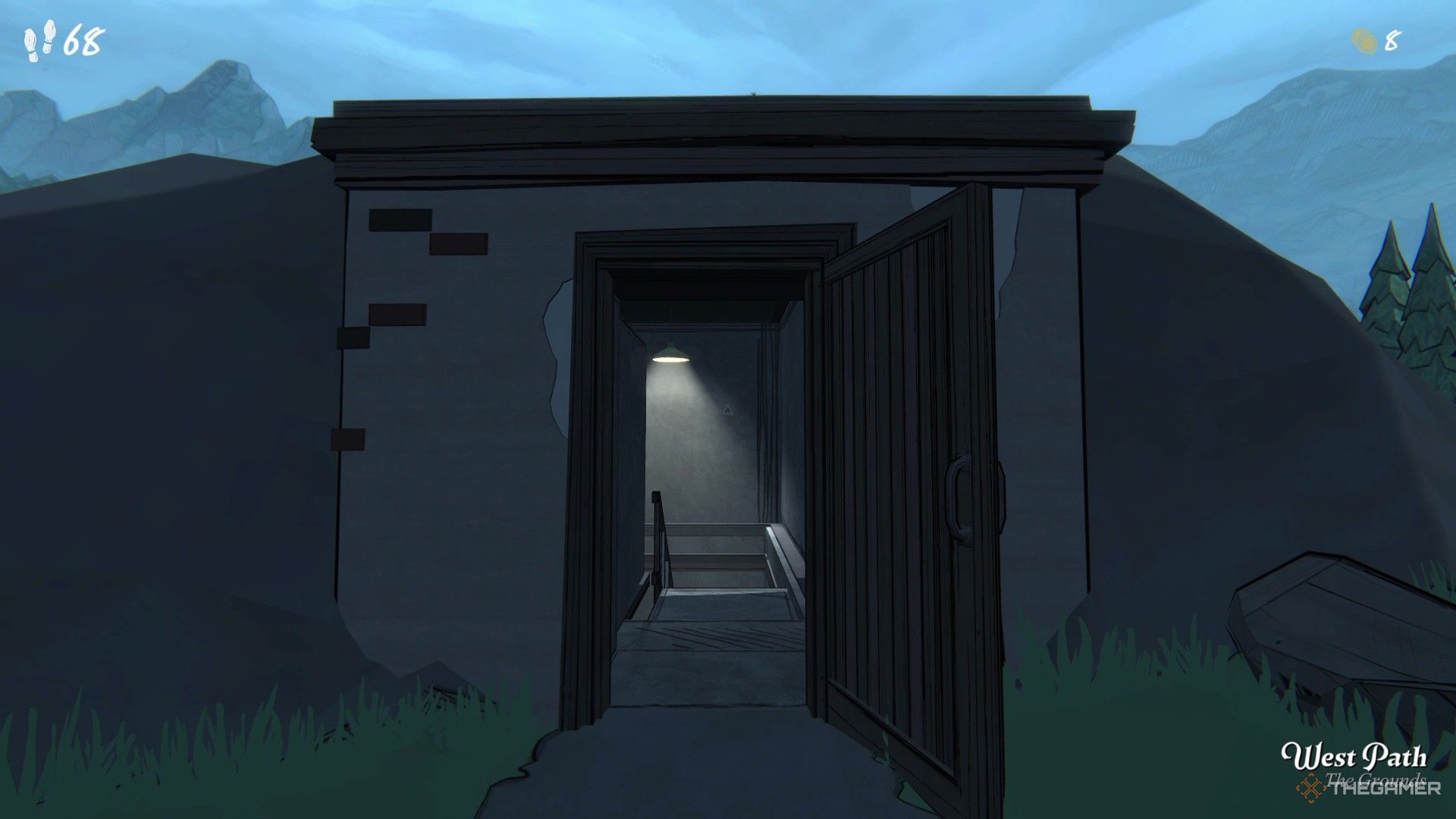 The exterior of the Shelter in Blue Prince.