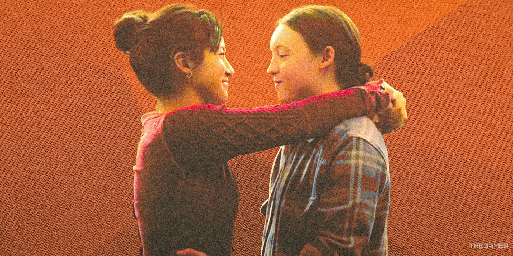 Ellie and Dina slow dancing in HBO's The Last of Us.